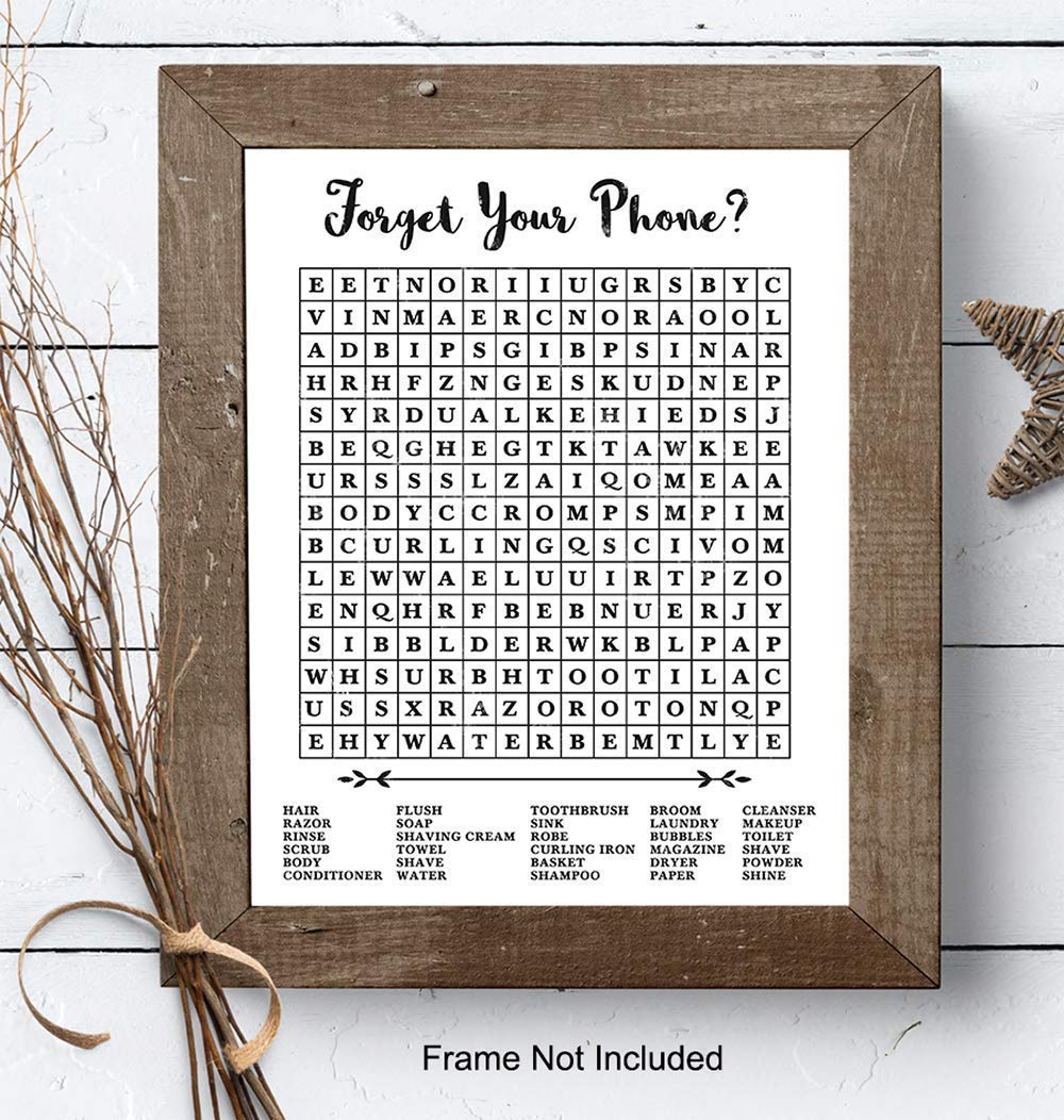 Funny Bathroom Sign - Forget Your Phone Wall Decor for Powder Rooms