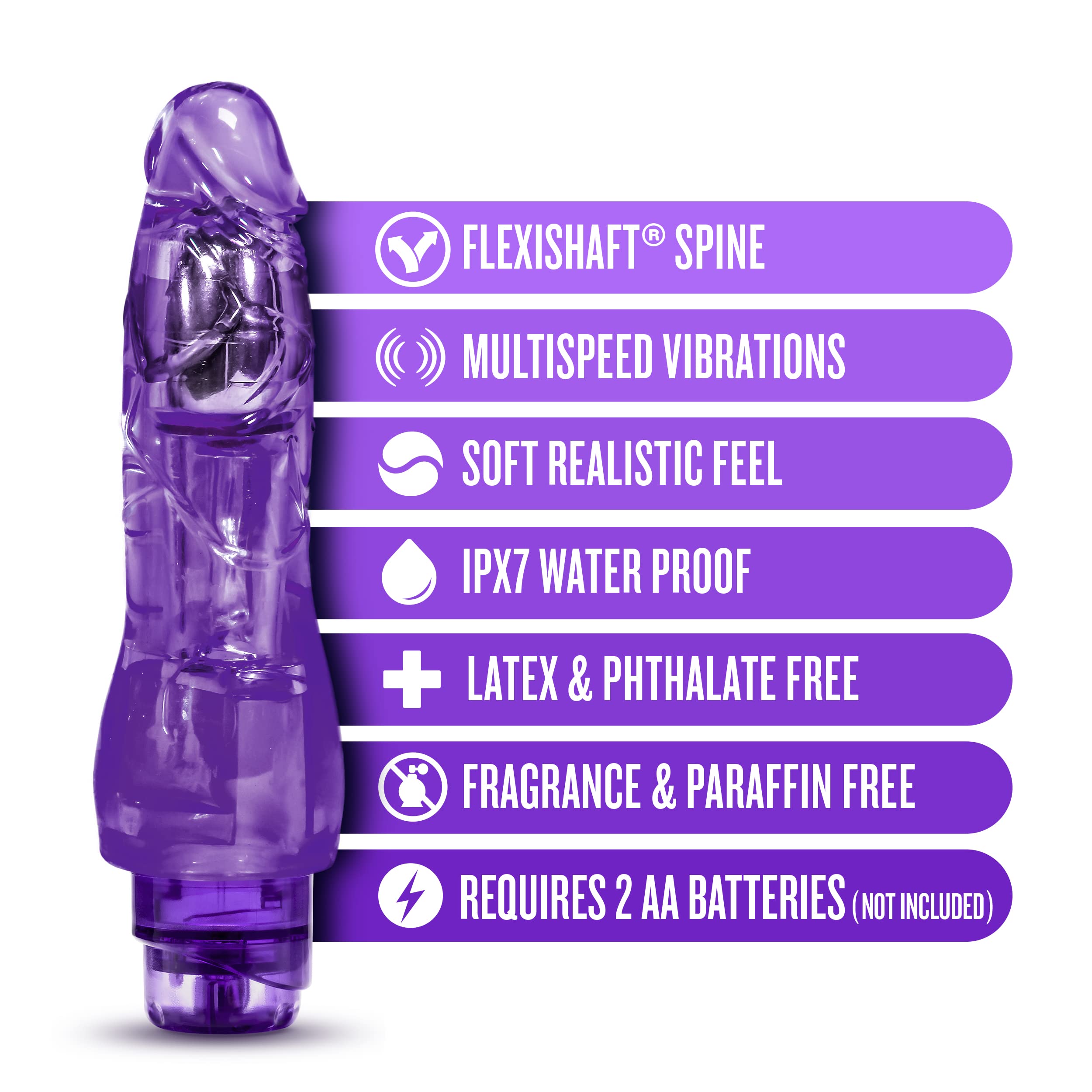 Blush Novelties Fantasy Vibe - 9 Inch Realistic Vibrating Dildo with Soft Flexible Shaft | 2