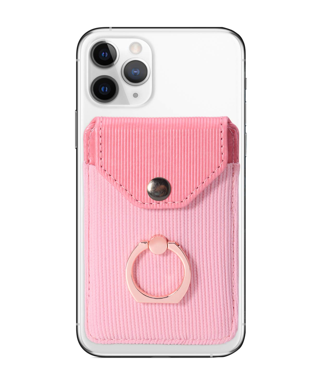 Stick-on Phone Wallet with Card Holder & Ring Stand - Adhesive Credit Card Sleeve for iPhone & Android - Perfect for Hands-Free Shopping, Travel & Everyday Use