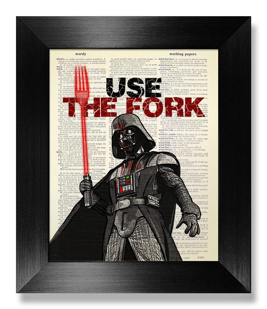 Star Wars Darth Vader Poster - Funny 'Use the Fork' Kitchen Quote Wall Art Print | Unique Food & Dictionary Art Decor | Perfect Gift for Men & Women | Movie & Rustic Kitchen Wall Decor for Home, Office or Restaurant