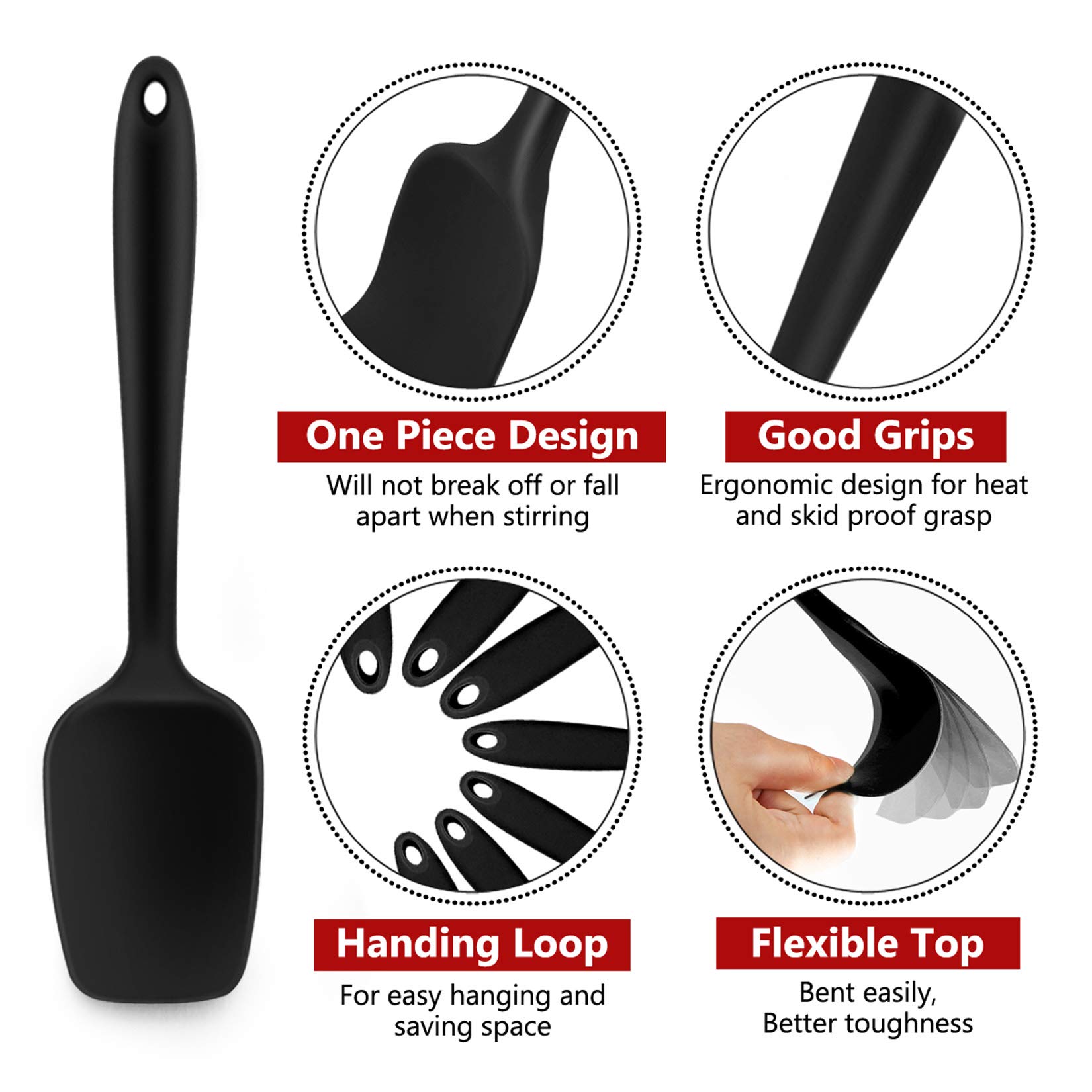 Premium 7-Piece Silicone Spatula Set - Heat-Resistant Kitchen Utensils for Non-Stick Cookware, Baking & Mixing | Seamless Flexible Design, Dishwasher Safe (Black) | Perfect for Home Chefs & Professional Bakers