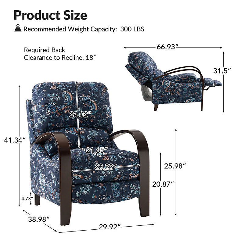 Premium Diana Manual Recliner Chair - Solid Wood Frame with Plush Upholstery for Ultimate Comfort | Perfect for Living Room, Bedroom & Home Theater Relaxation