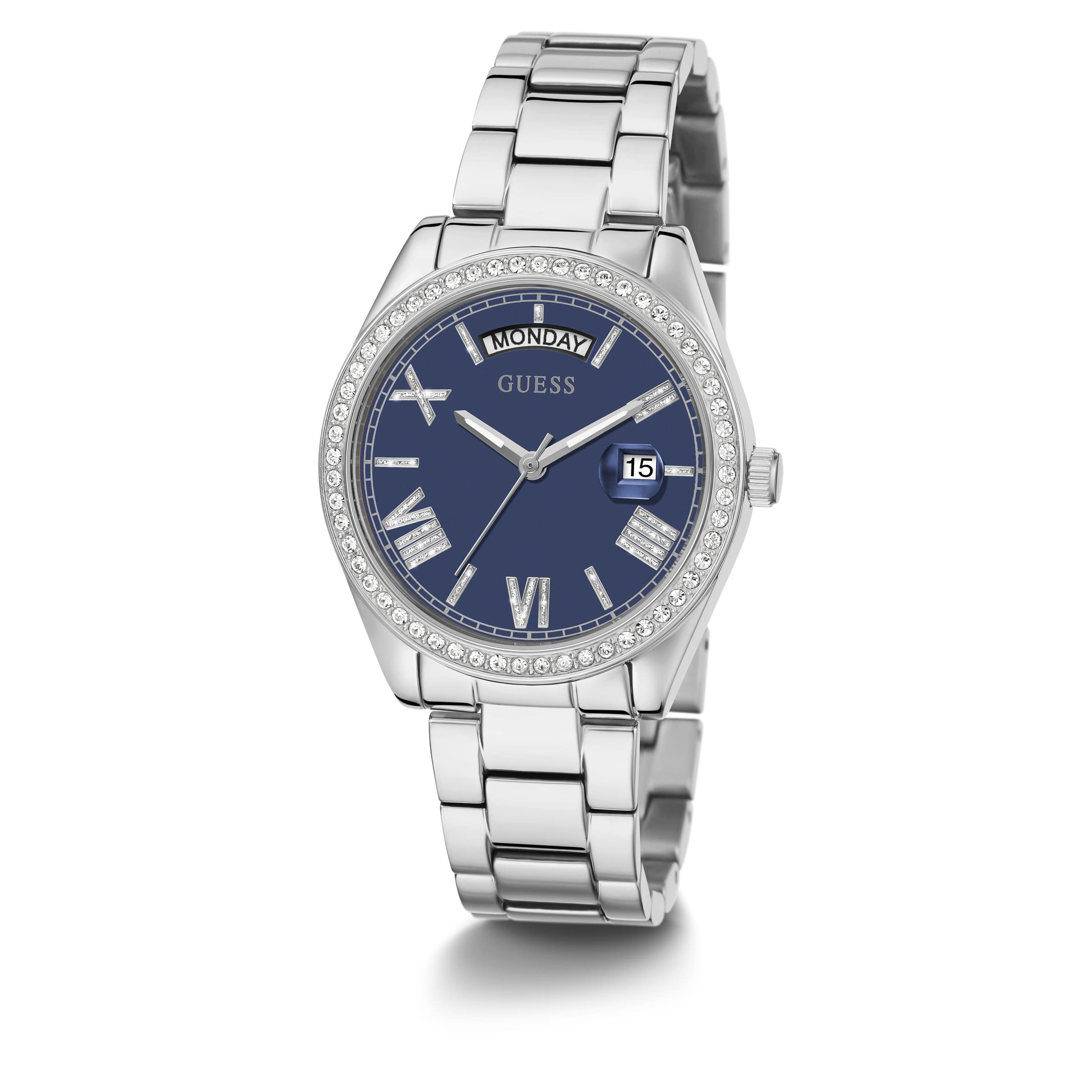 GUESS Coin Edge Bracelet Watch for Women - Stainless Steel Fashion Watch with Date Display - Perfect for Office, Party & Everyday Wear
