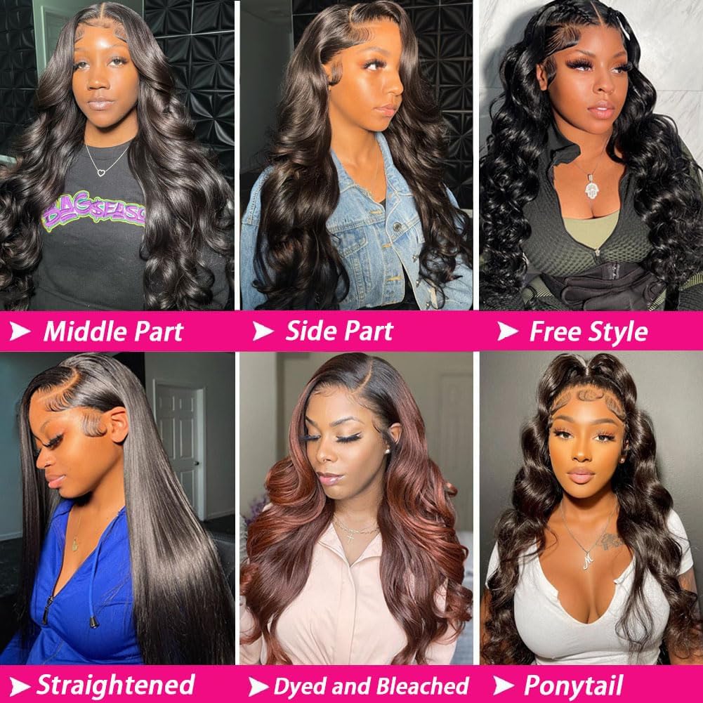 32 Inch 13x4 HD Lace Front Wigs Human Hair - Pre Plucked with Baby Hair, 12A Glueless 180% Density Brazilian Body Wave Virgin Hair Wigs for Black Women | Perfect for Daily Wear, Cosplay, Weddings & Special Occasions