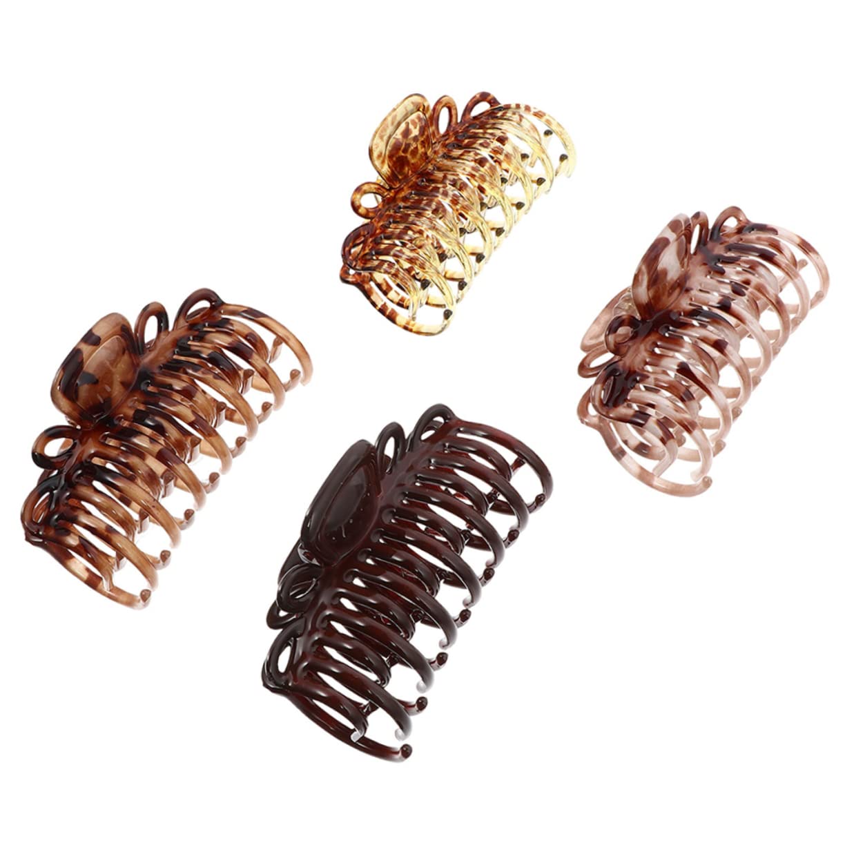 FRCOLOR 4pcs Large Leopard Print Hair Clips for Women - French Barrette Hair Claws, Shower Clips, Hair Ornaments & Small Hair Clamps - Perfect for Daily Styling, Work, Parties & Gym