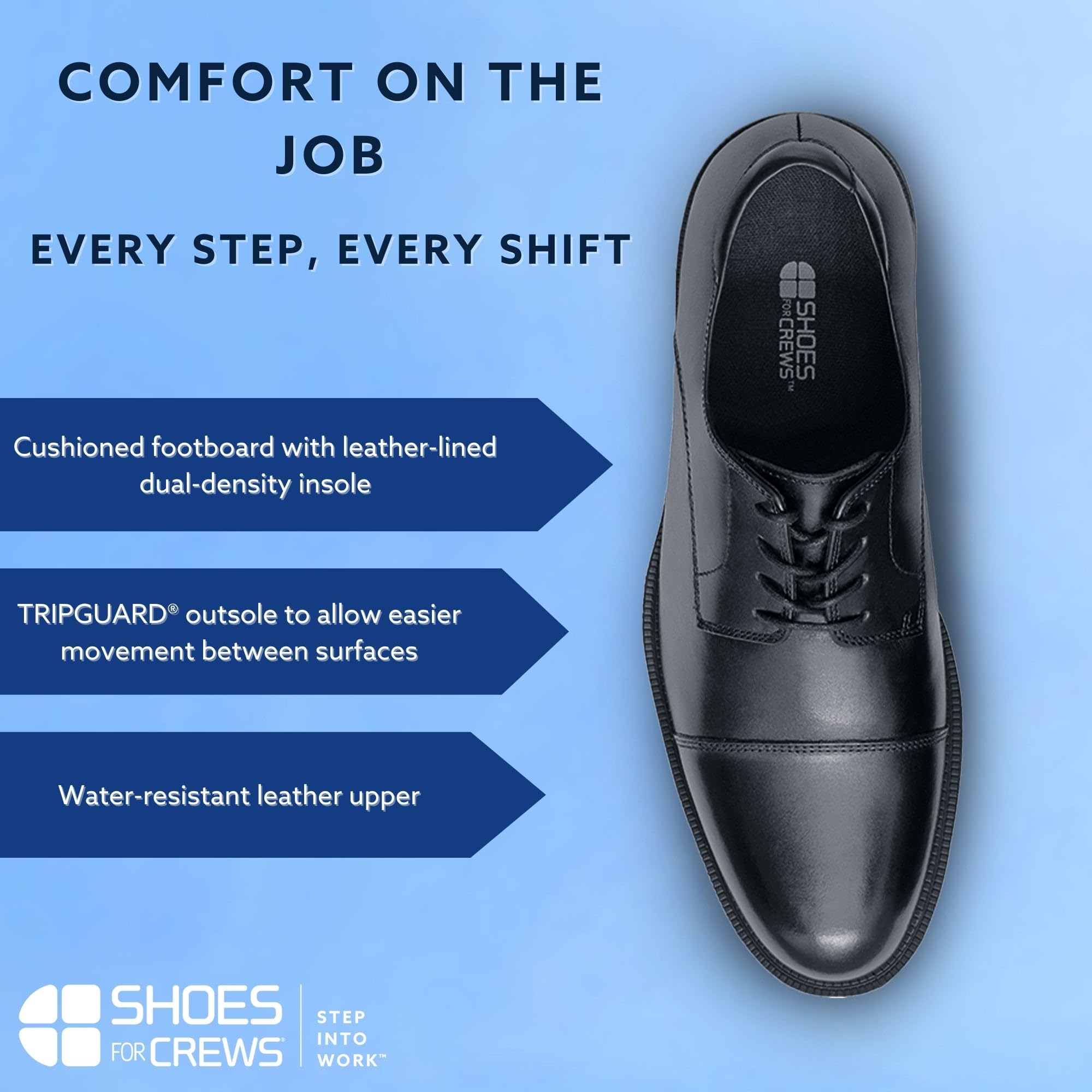 Slip & Water Resistant Men's Soft Toe Dress Work Shoes - Shoes for Crews Senator Black Size 11 | Perfect for Restaurant, Hospitality & Healthcare Professionals