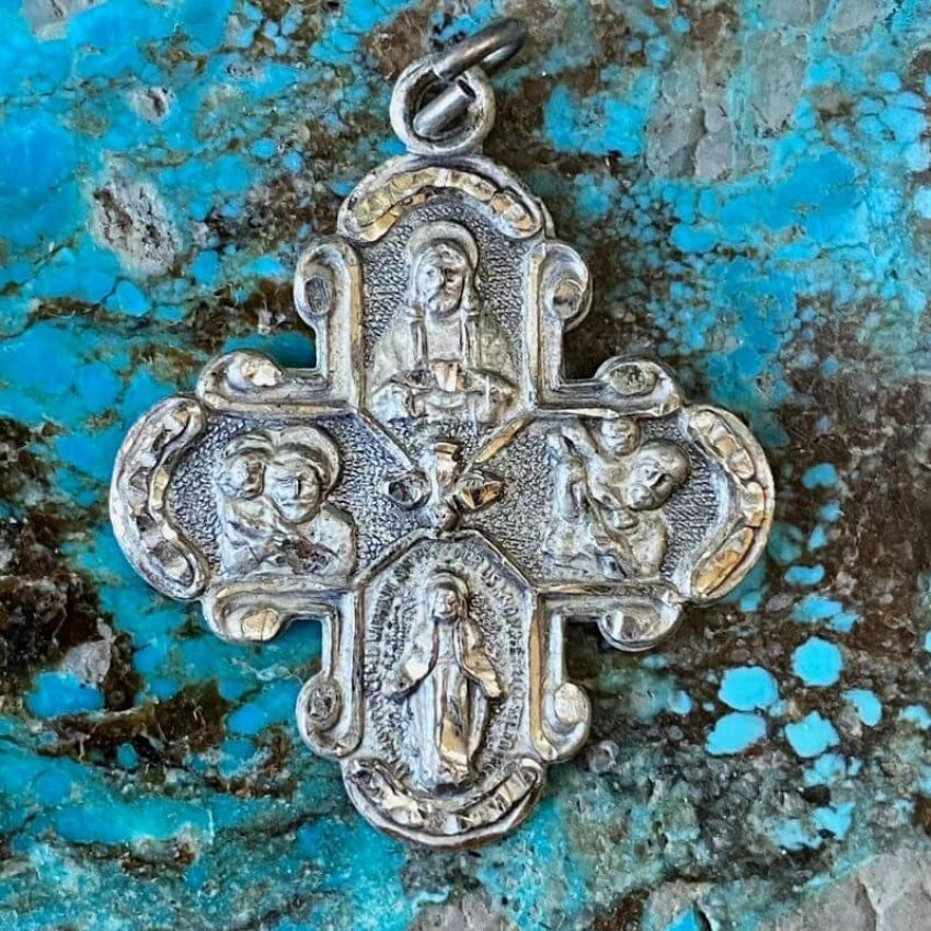 Vintage Sterling Silver Catholic Devotional Cross Pendant - Religious Jewelry for Prayer, Worship & Faithful Gifts