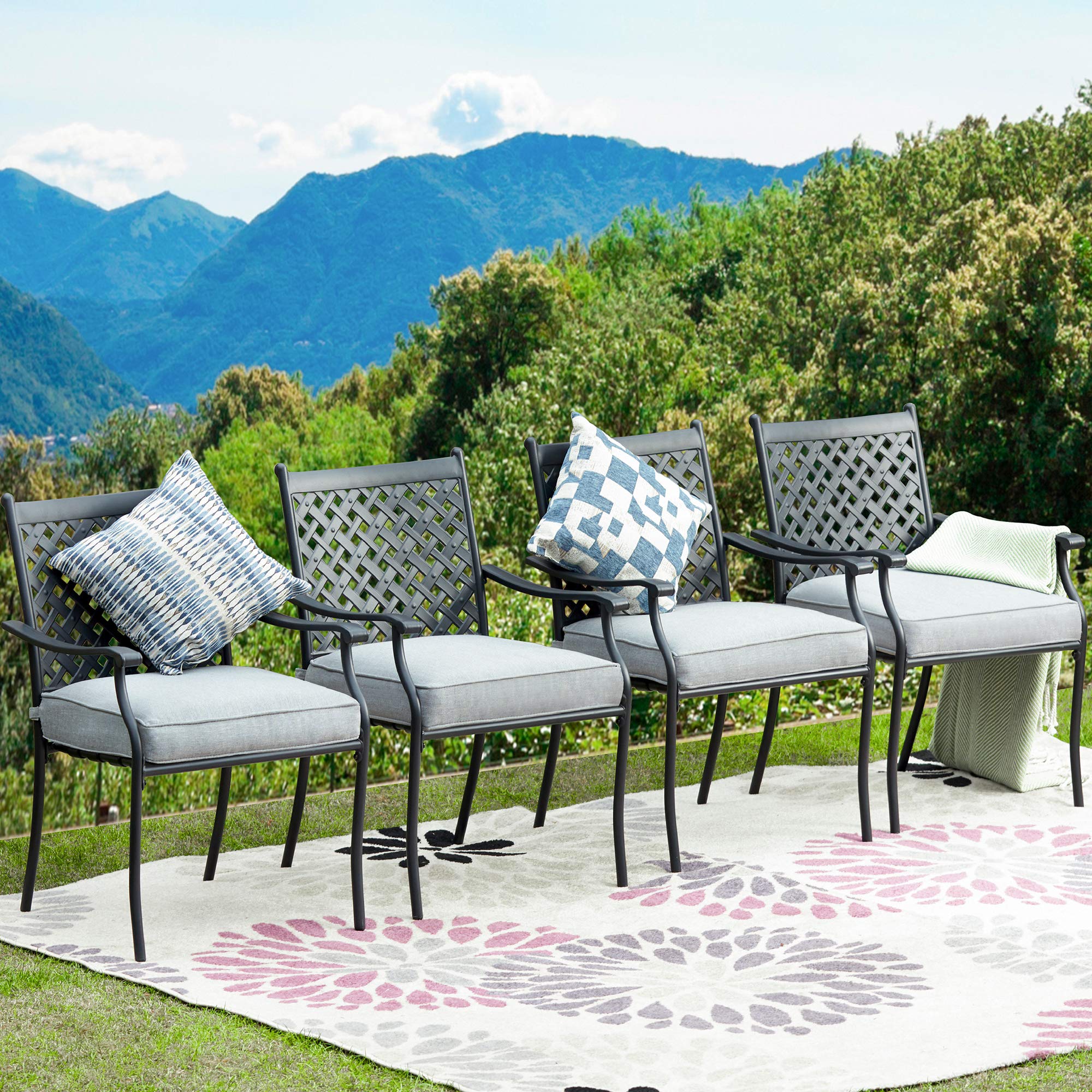 **4-Piece Patio Dining Chairs Set with 3.1
