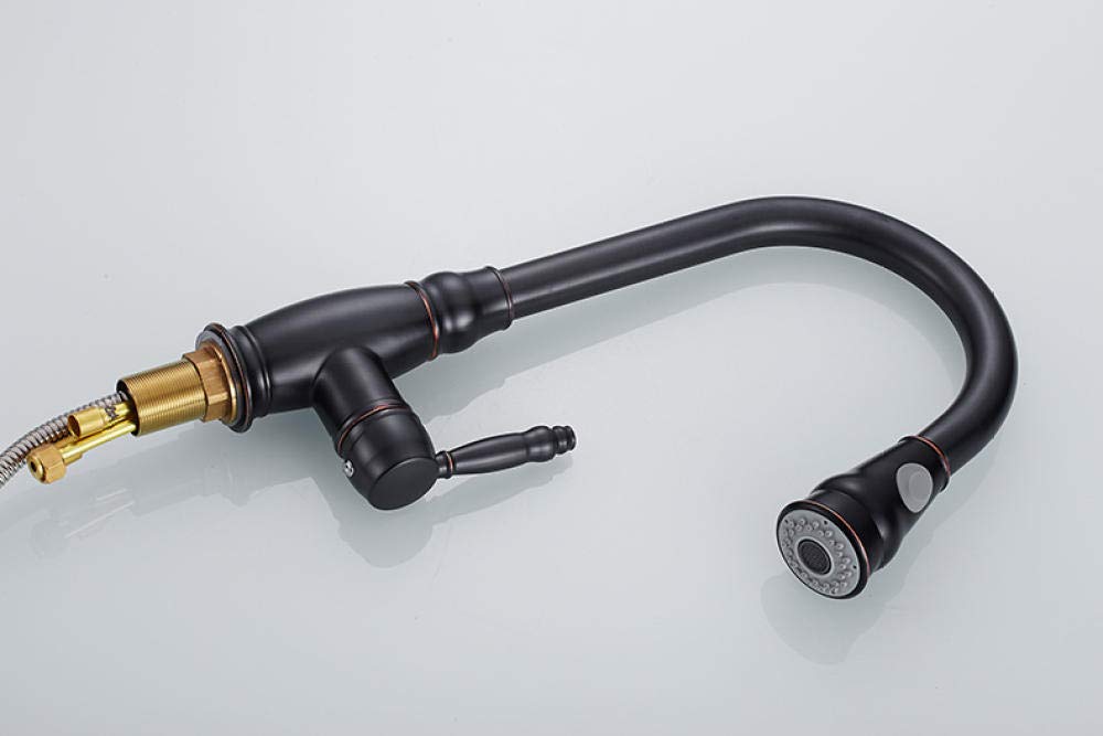 Luxury Pull Out Kitchen Faucet - Brass Swivel Spray Single Hole Water Tap for Modern Sinks | Perfect for Cooking, Washing Dishes & Home Renovation