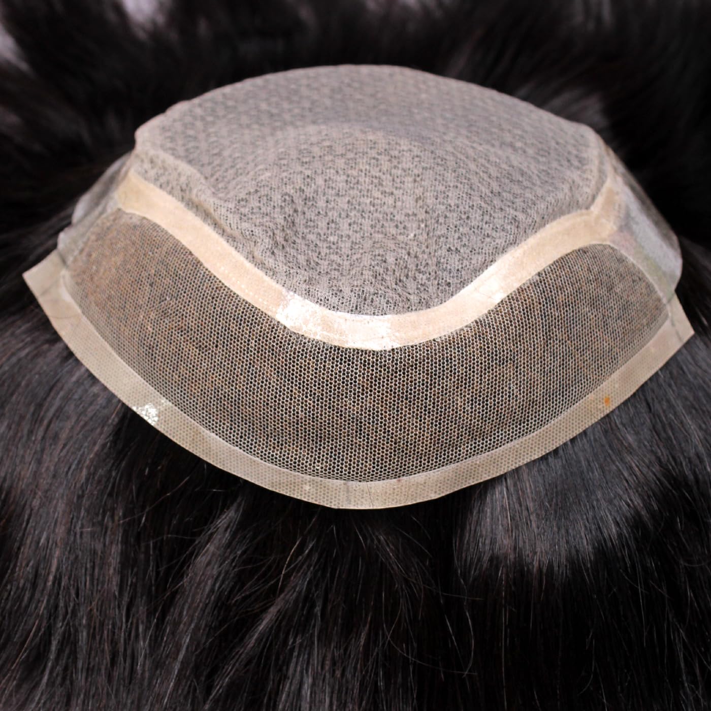 Kabello Mirage Men's Hair Patch 9x7 - Natural Black Toupee for Styling & Confidence