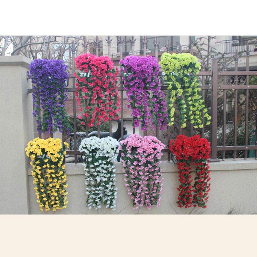 Juesi Artificial Violet Hanging Flowers - Fake Silk Wisteria Garland for Wall Decor, Wedding, Party & Home Decoration (Hot Pink)