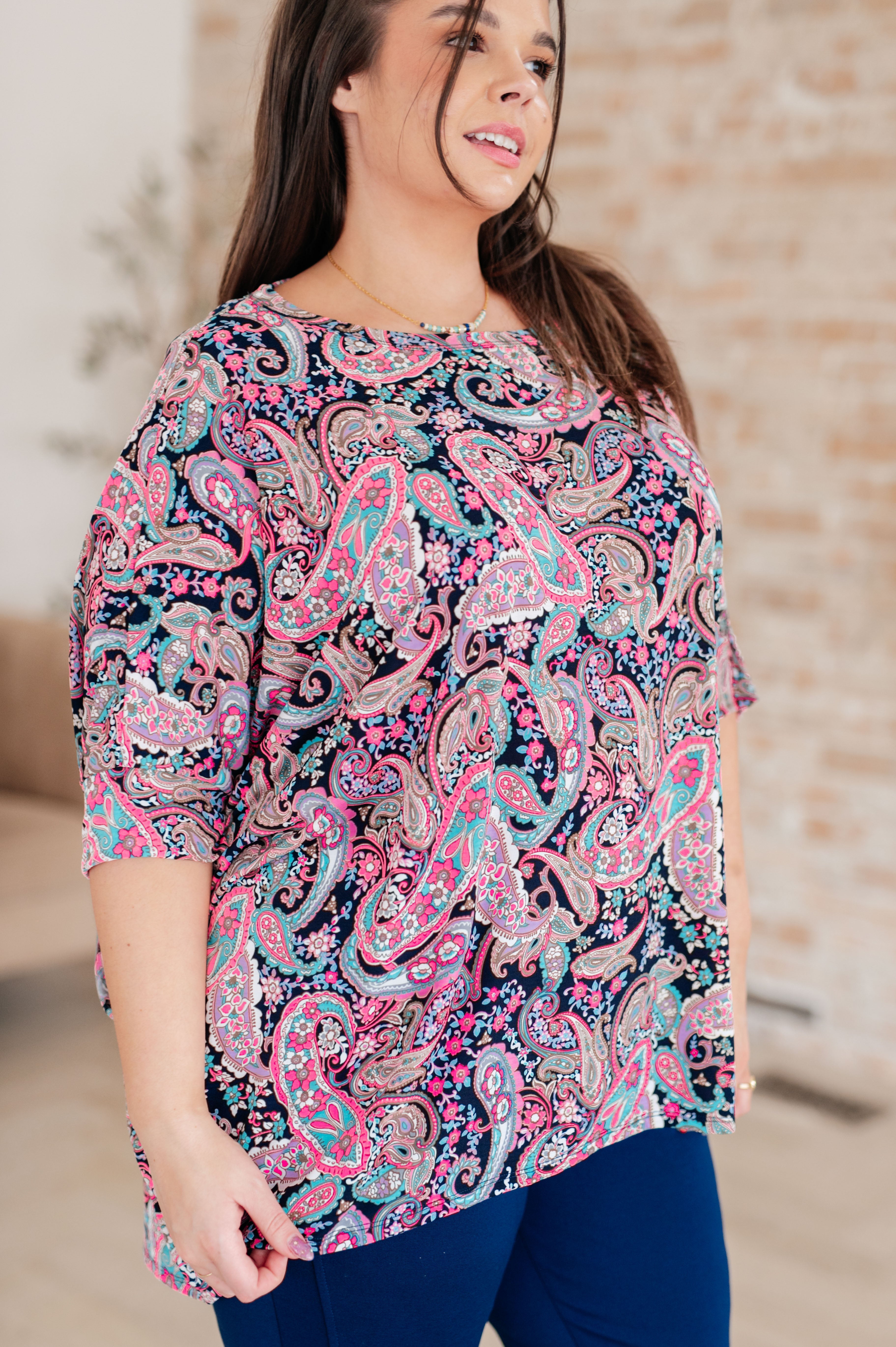 Essentially You Women's Pink Paisley Print Top | Floral Blouse for Casual Wear, Date Night & Summer Outfits