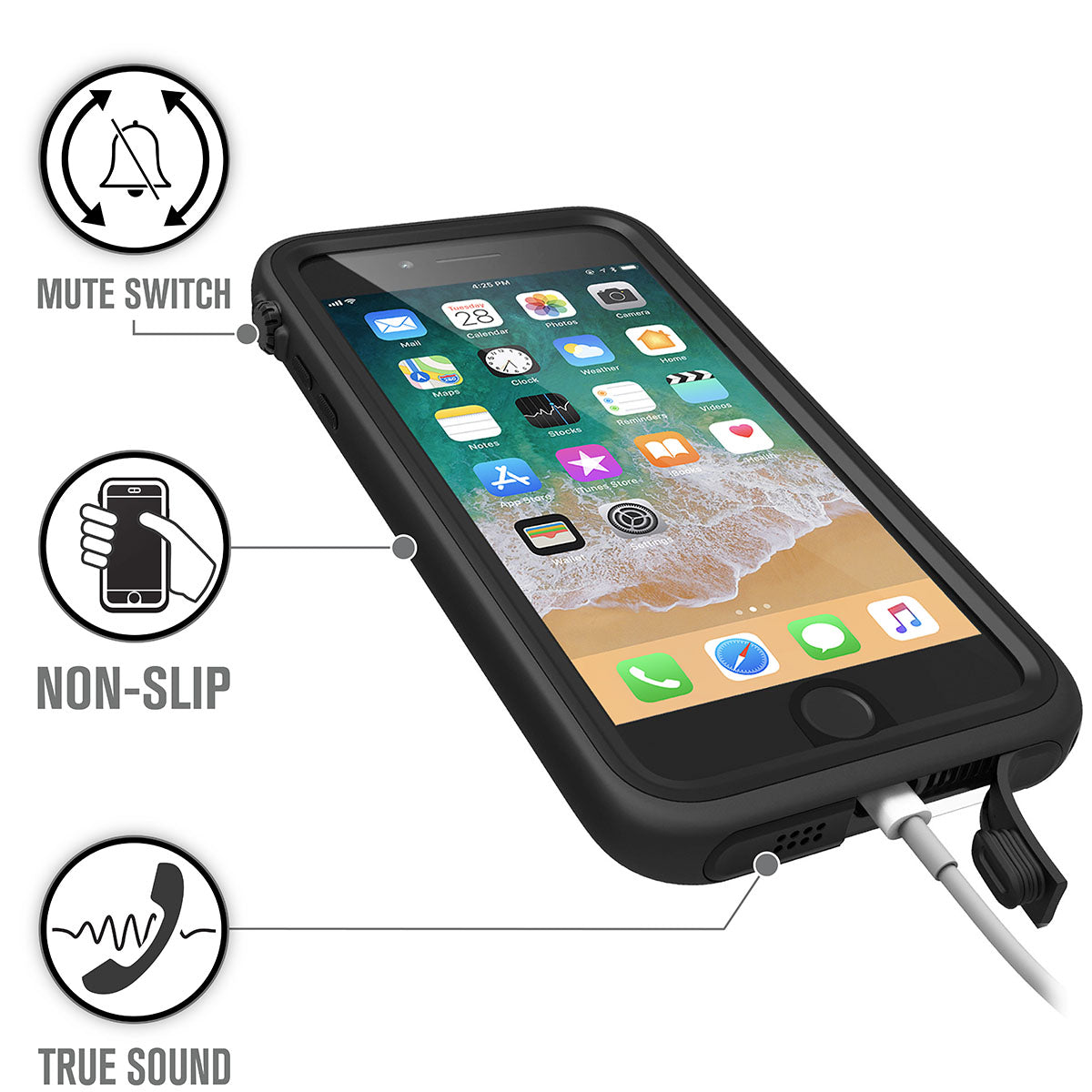 Waterproof Case for iPhone 8 Plus/7 Plus - Shockproof & Dustproof Protection for Swimming, Beach, Outdoor Activities