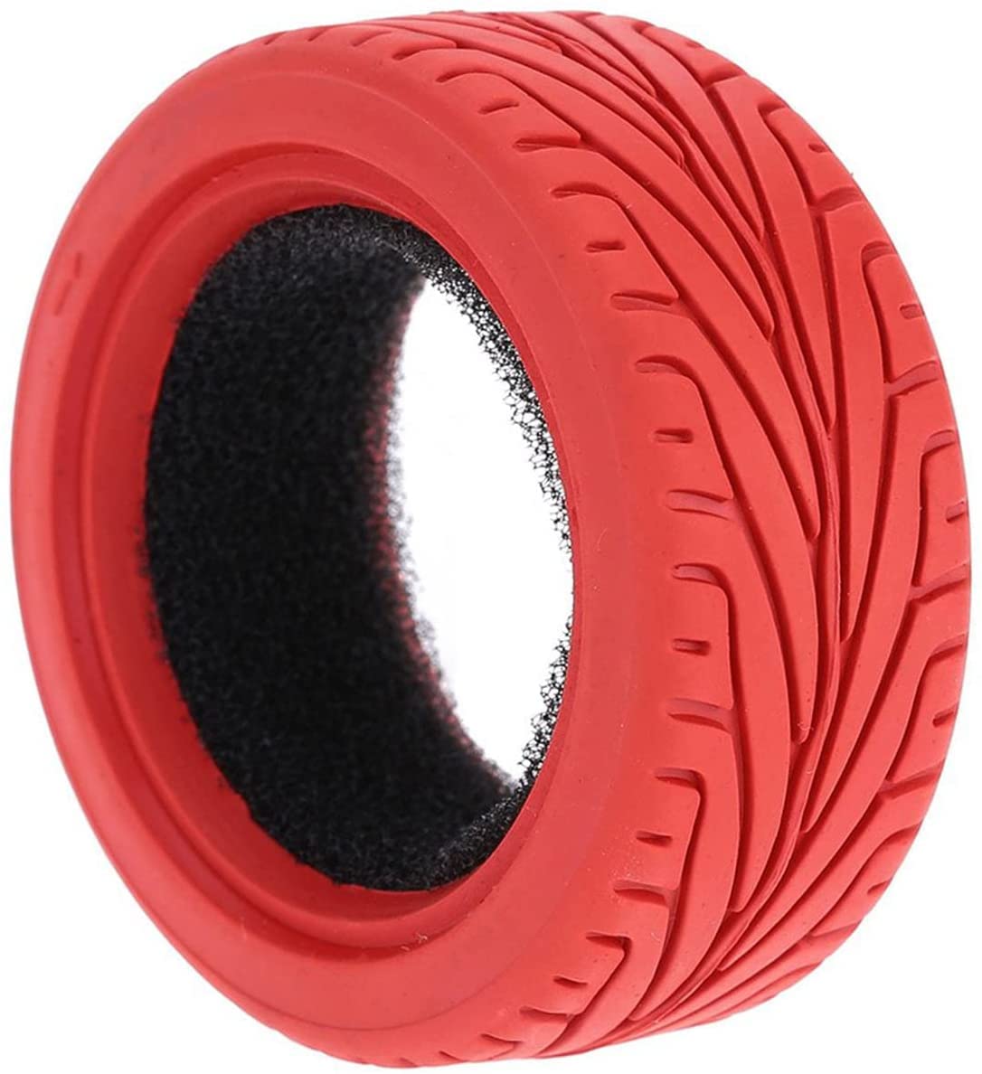 WONFAST 1/10 Scale RC On-Road Car Tires - 4PCS 65mm Grain Drift Rubber Replacement Tires for HSP Tamiya HPI Racing Cars - Perfect for Drifting, Racing and Run-flat Performance (Red)
