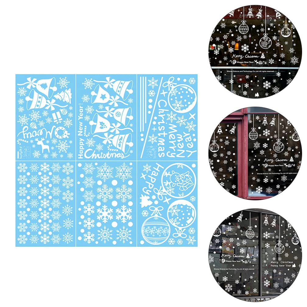 VALICLUD 1 Set of 24 Bell & Snowflake Window Cling Stickers - Christmas Electrostatic Decals for Glass Doors, Windows - Holiday Home Decor, Party, Office, Classroom (Winter Wonderland Theme)