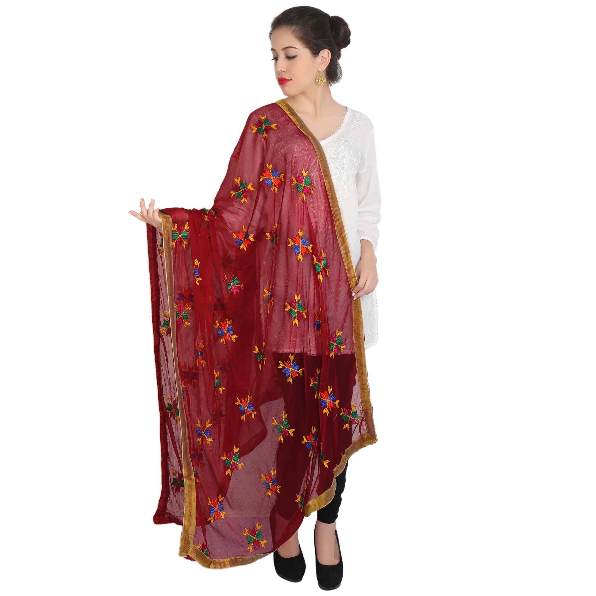Stylish Indian Bollywood Ethnic Scarf for Women - Red Shawl for Parties, Weddings & Festive Occasions
