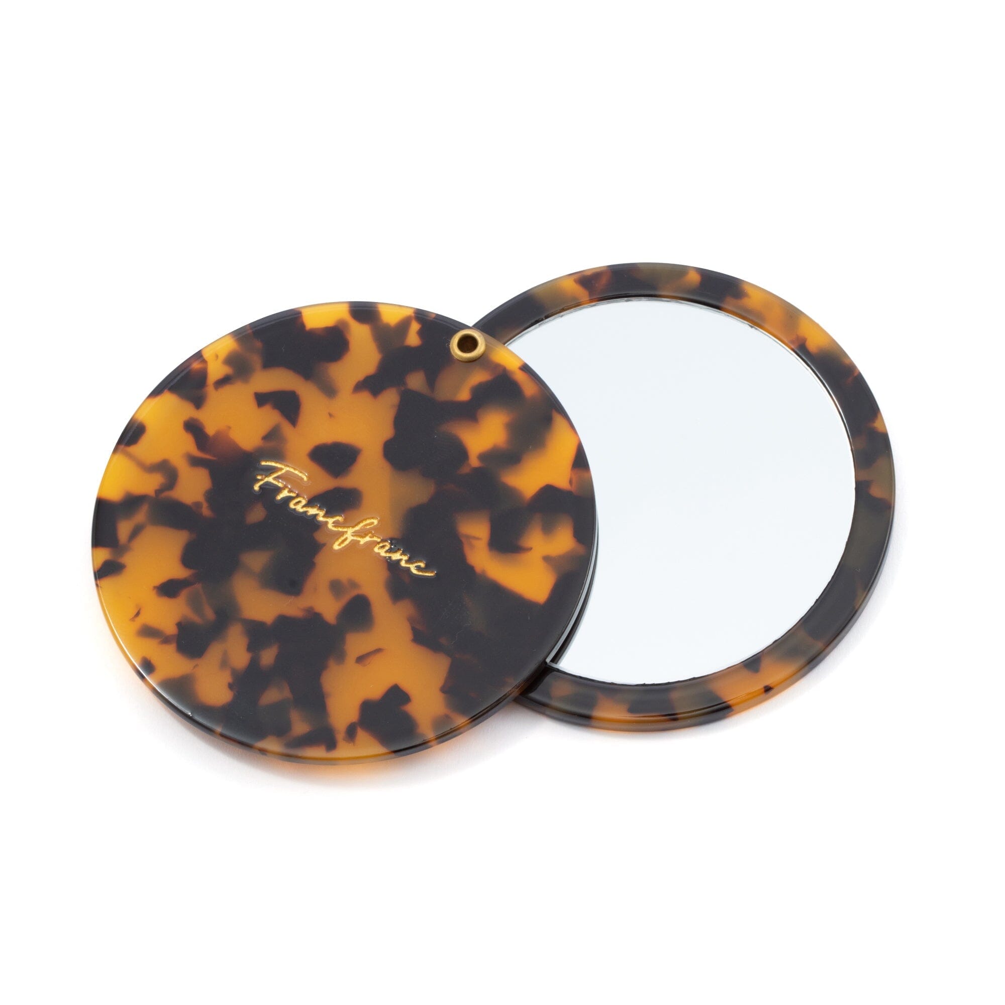Portable Brown Compact Mirror with Pouch - Perfect for Travel, Makeup Touch-Ups & On-the-Go Beauty Essentials