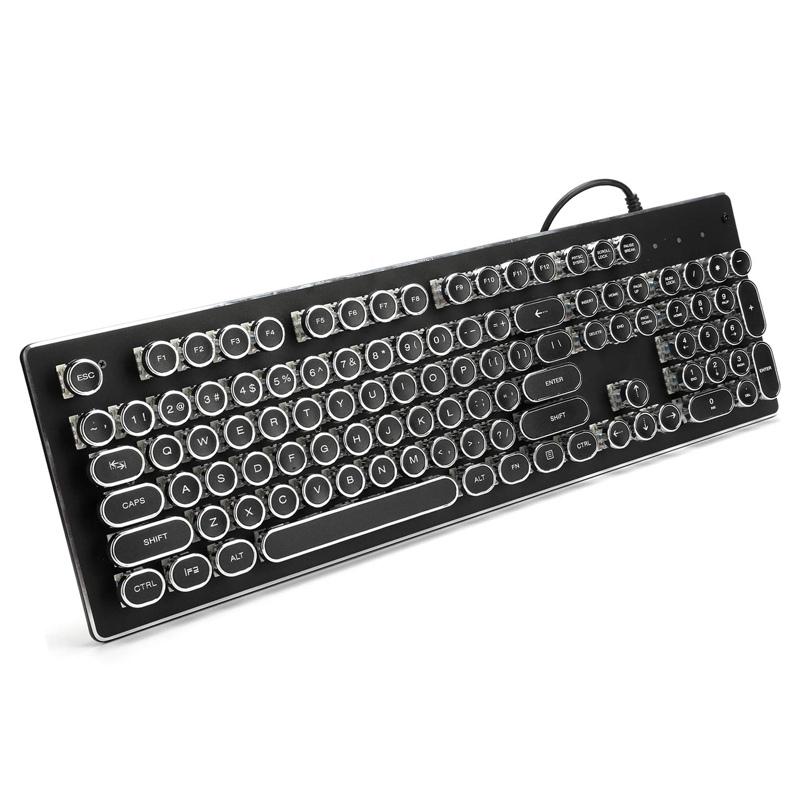 Retro Wired Mechanical Gaming Keyboard - 104 Keys with Mixed RGB Backlight, Ergonomic Design for PC Gamers | Perfect for FPS, MMO & Typing (Black)