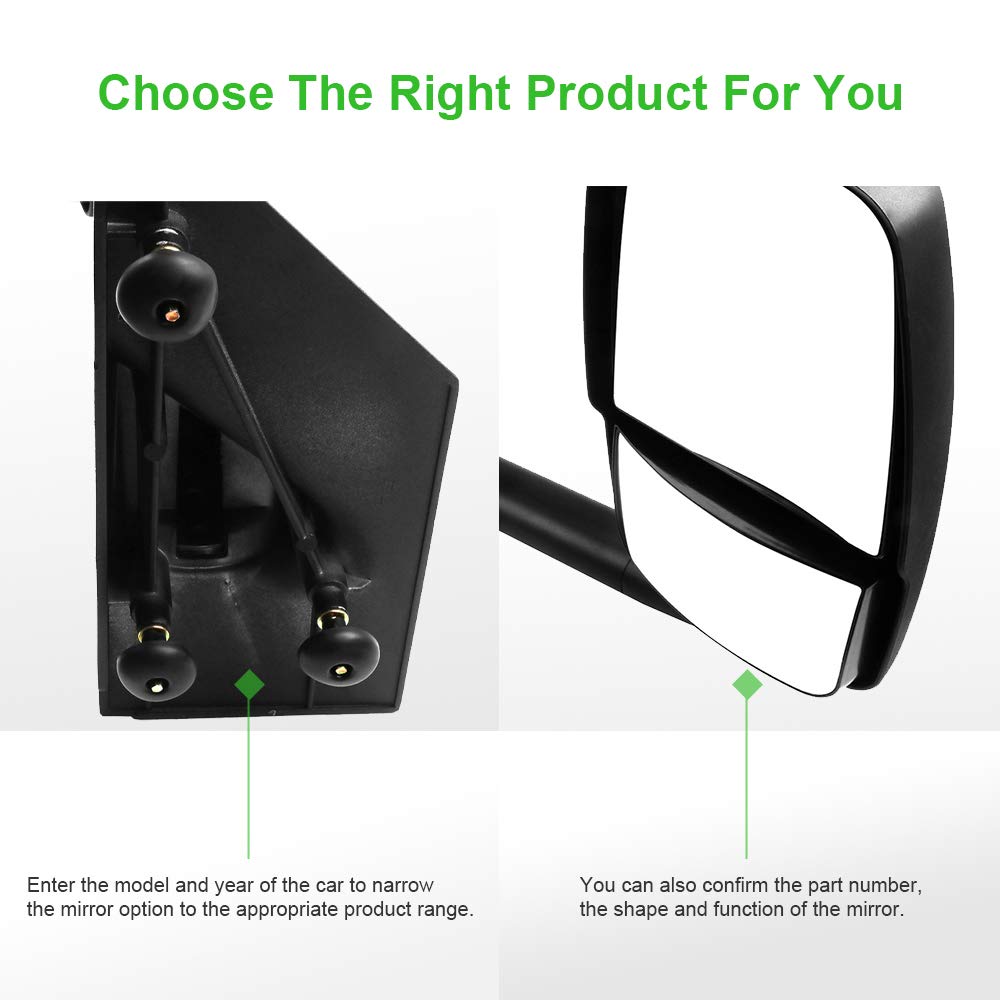 SCITOO Manual Folding Side View Mirrors - Compatible with 2003-2011 Chevy Express 1500/2500/3500 & GMC Savana 1500/2500/3500 - Non-Heated Replacement Mirror Pair (GM1320426) - Perfect for Truck Upgrades & Fleet Vehicle Maintenance
