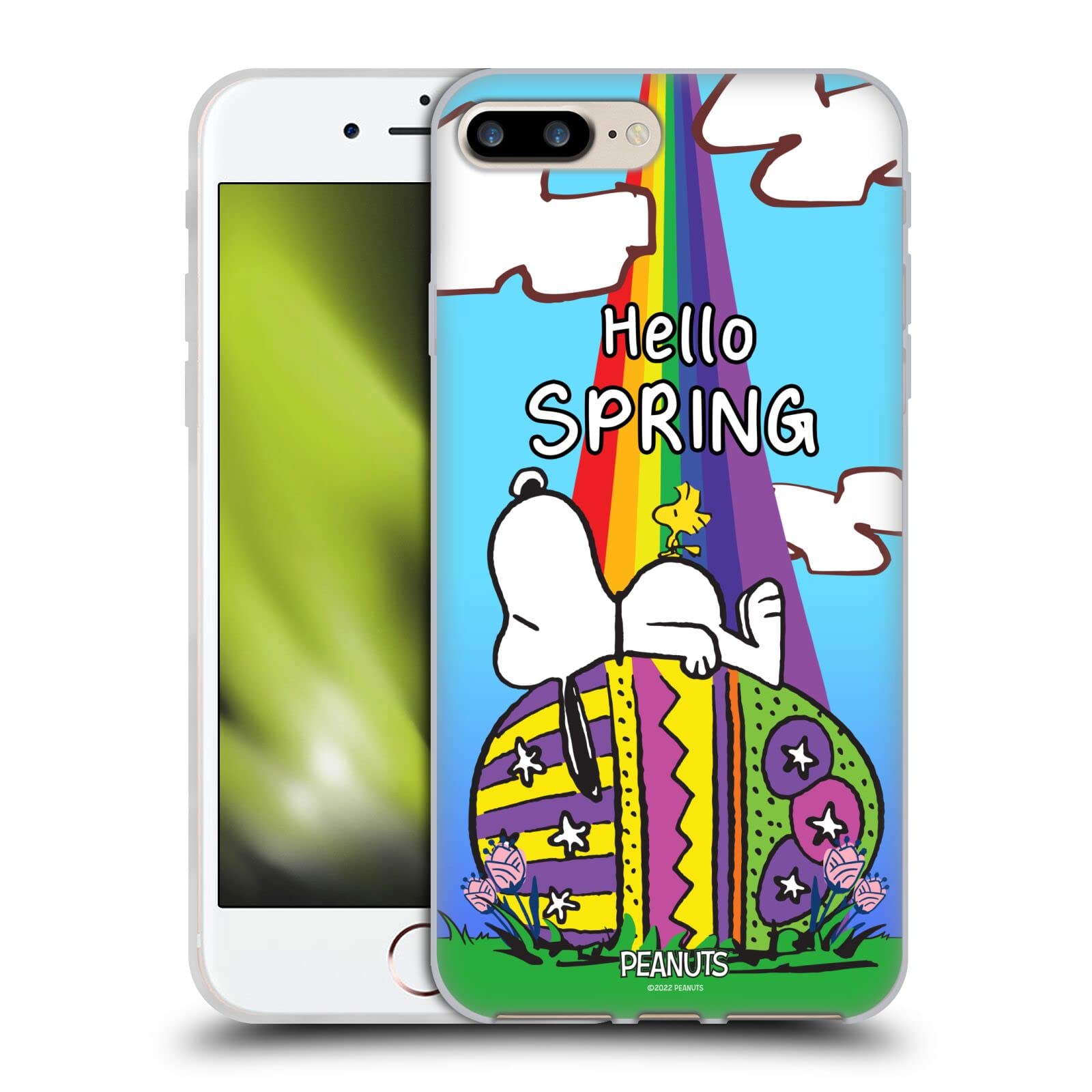 Officially Licensed Peanuts Rainbow Easter Spring Soft Gel Case for Apple iPhone 7 Plus/iPhone 8 Plus - Cute Cartoon Phone Cover for Spring Festival, Easter Gifts & Daily Use
