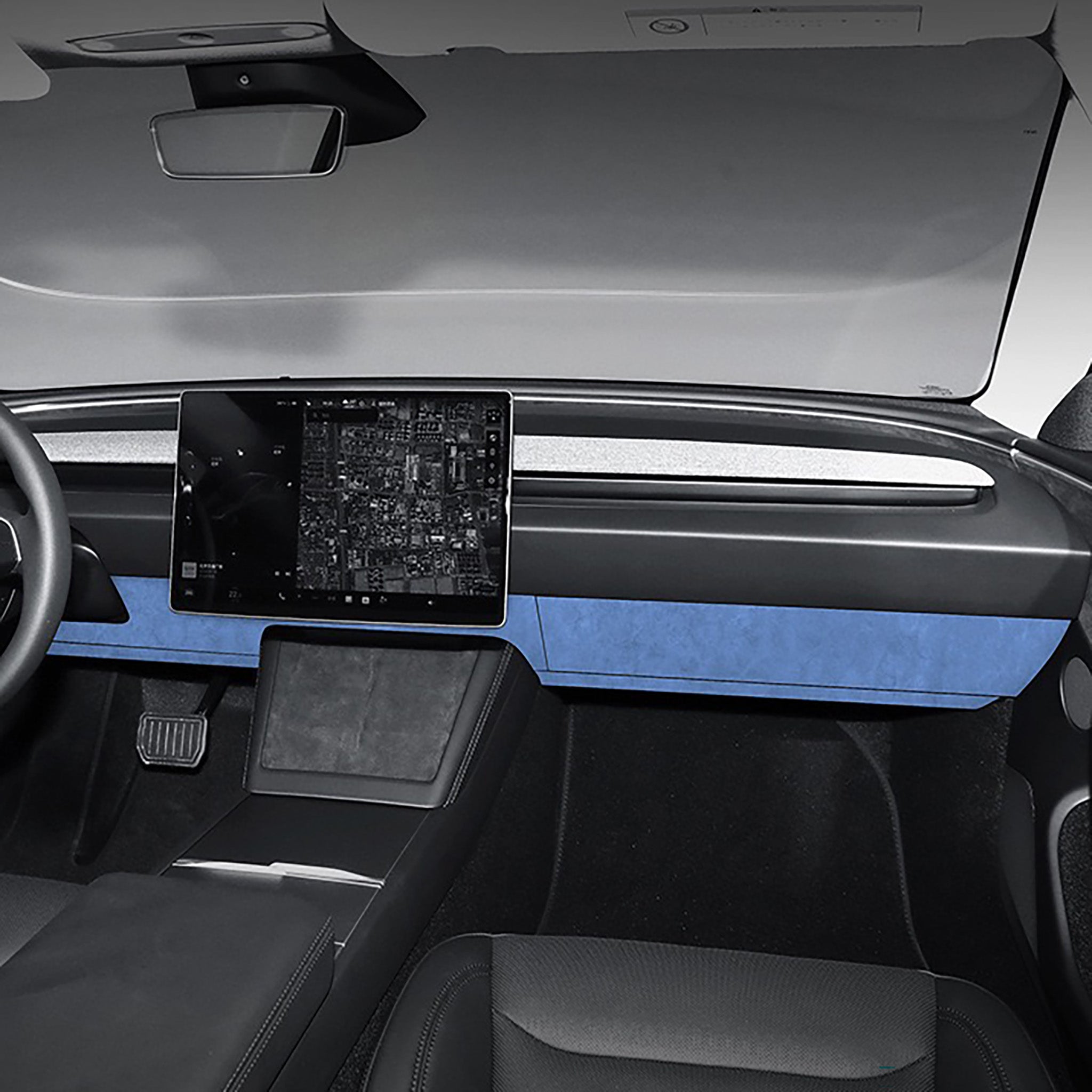Tesla Alcantara Knee Bolster Panel & Glove Box Wraps for 2024+ Model 3 Highland & Model Y Juniper (4-Piece Set) - Premium Interior Upgrade for Enhanced Comfort & Luxury Driving Experience