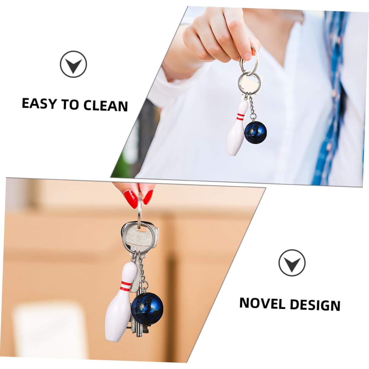 COOLHIYA 8pcs Bowling Keychain Set - Cute Mini Bowling Party Decorations, Sports Themed Keychains for Bowling Enthusiasts - Perfect for Gifts, Party Favors, and Bag Accessories