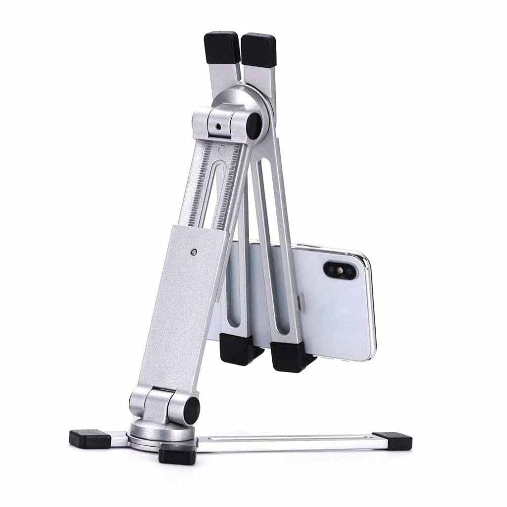 Premium Aluminum Tablet Stand - Adjustable Angle & Height, Foldable Phone & Book Holder - Hands-Free Bracket for iPad, Kindle, Reading & Video Watching