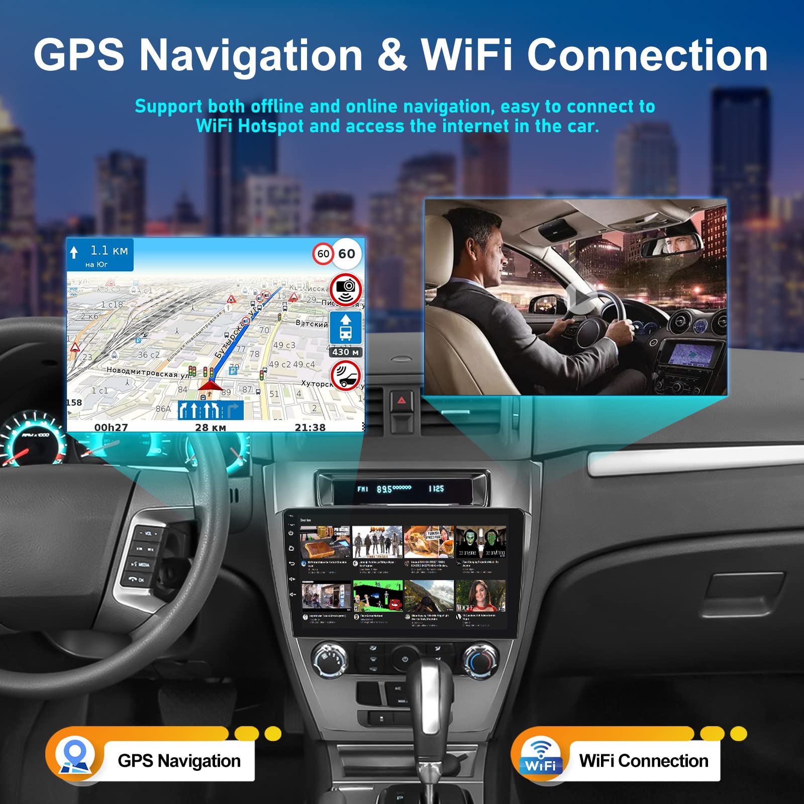 2+32GB CAMECHO Android 11 Car Stereo for Ford Fusion 2010-2012 | 10.1