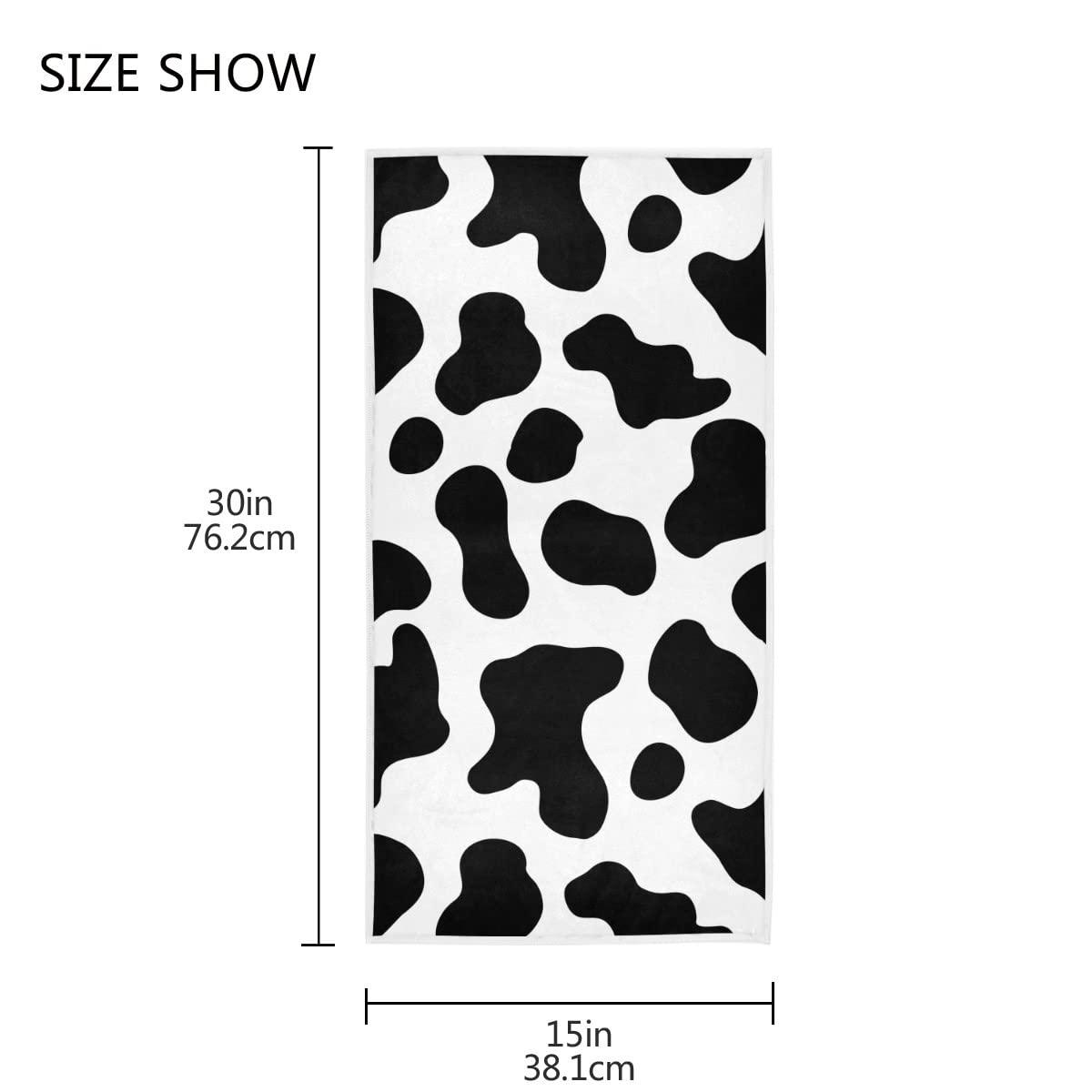 Wamika Cute Cow Print Hand Towel & Bath Towel Set - Rustic Farmhouse Style Highly Absorbent Kitchen, Bathroom & Gym Towels - Perfect for Country Home Decor, Spa Day & Workout Essentials