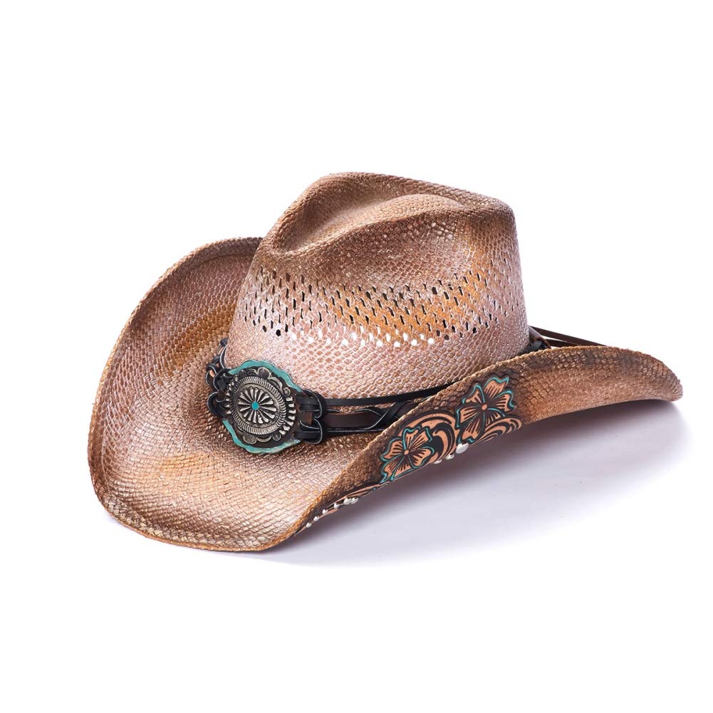 Women's Western Hat with Rhinestone & Flower for Cowgirl Style