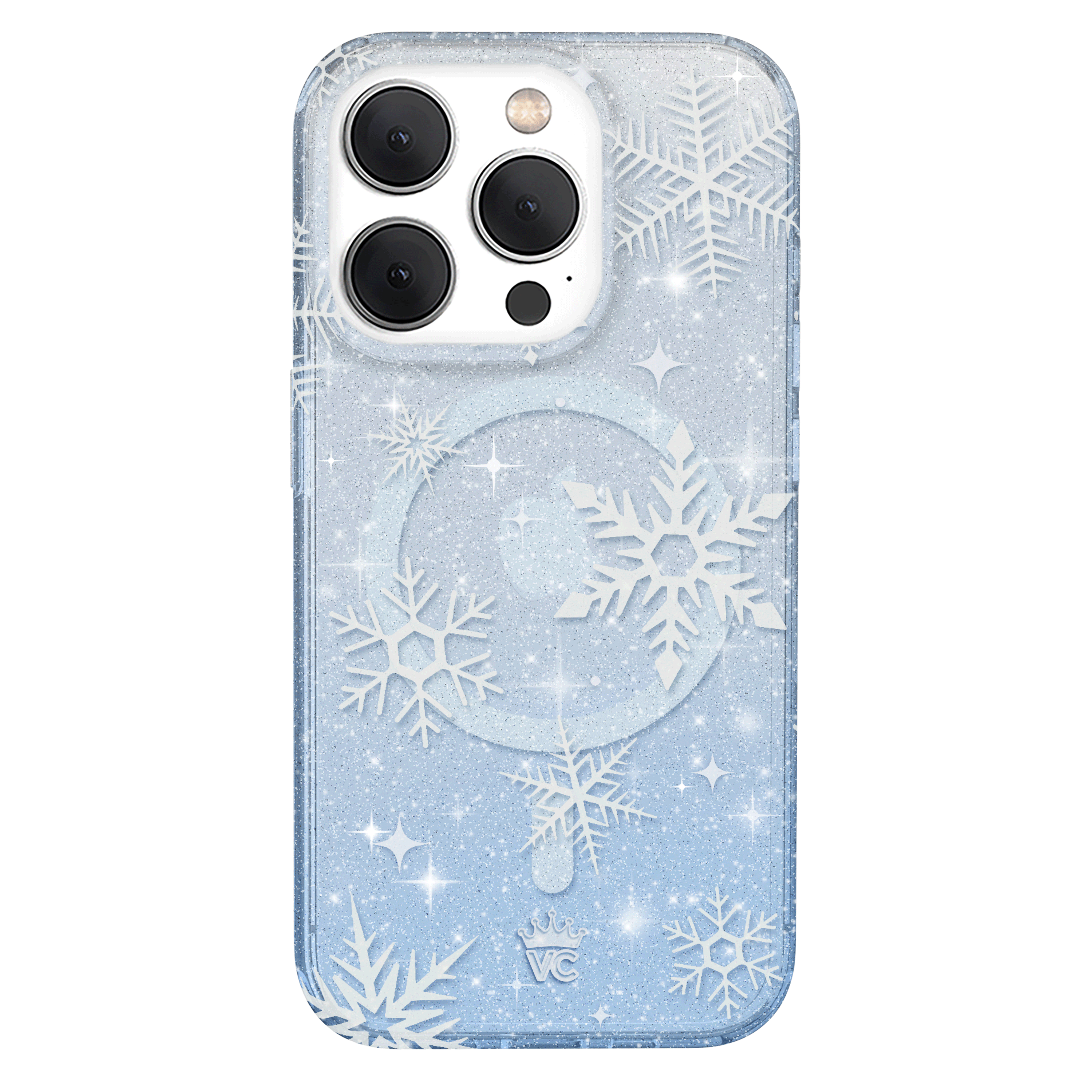 Snow Angel Glitter iPhone Case - Sparkly Protective Phone Cover for iPhone 13/14/15 - Perfect for Winter Holidays, Christmas Gifts & Festive Occasions