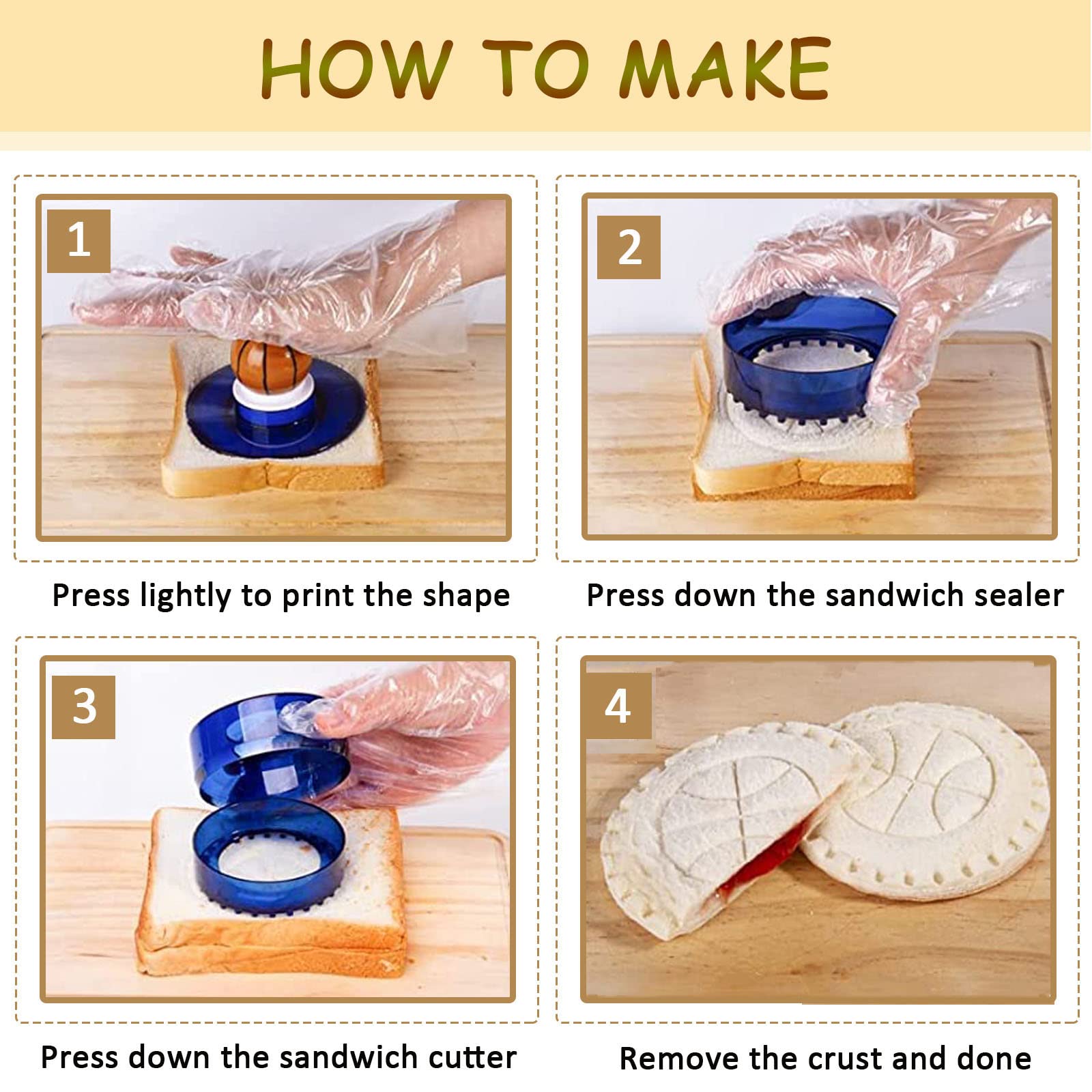 5-Piece Sandwich Cutter and Sealer Set - Uncrustables Maker with Basketball Handle - Kids Lunch Box Tool for Bento, School Snacks & Picnics (Blue) - Perfect for School Lunches, Parties, and On-the-Go Meals