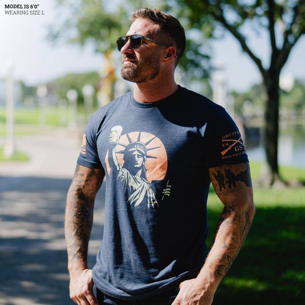 Toast To Freedom T-Shirt - Midnight Navy - Comfortable Cotton Tee for Casual Wear & Patriotic Events