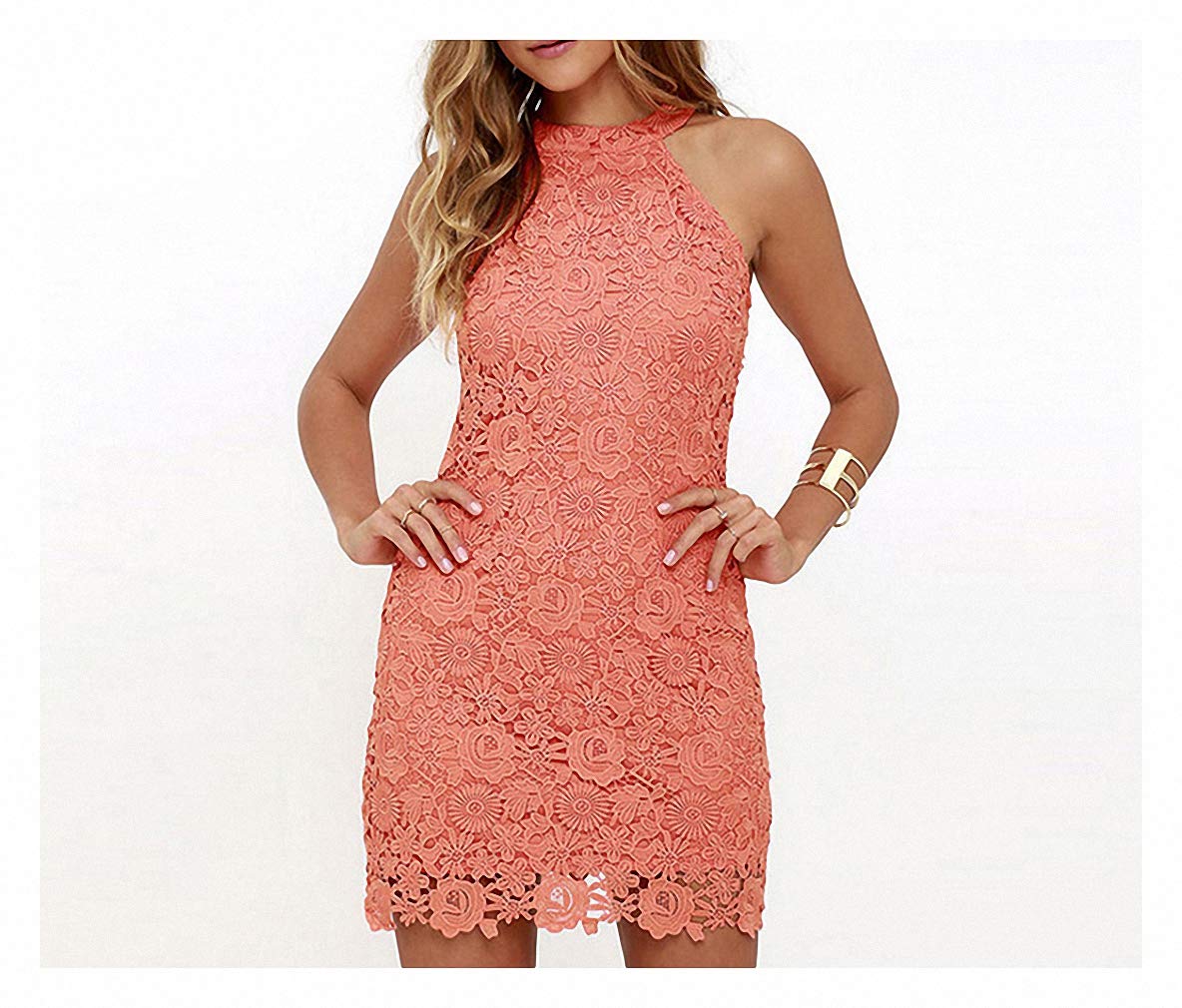 Elegant White Lace Halter Neck Mini Dress for Women - Sexy Sleeveless Sheath Bodycon Dress for Wedding, Party & Night Club | Perfect for Cocktail Events, Date Nights & Special Occasions