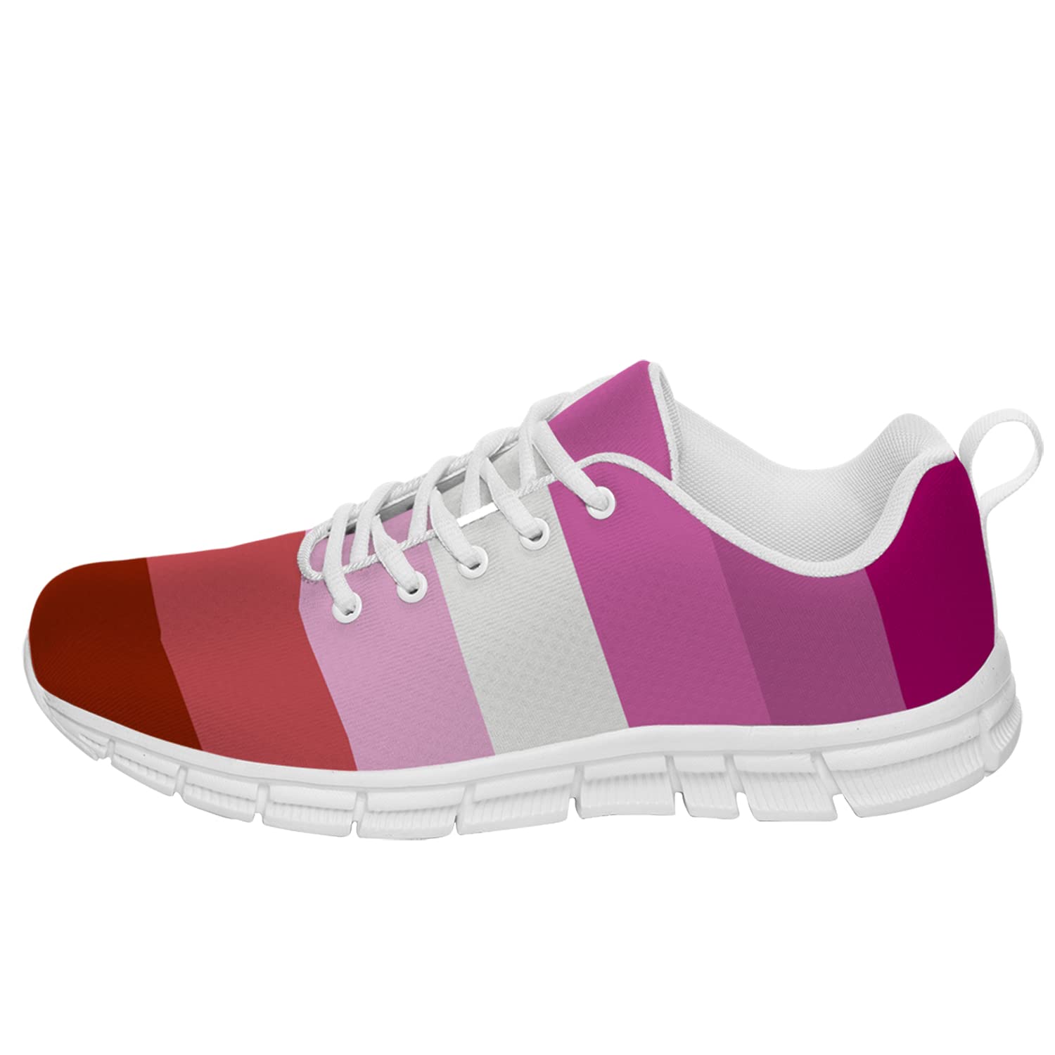 Lesbian Pride Flag Running Sneakers for Women & Girls - Comfortable Sport Walking Tennis Shoes - LGBT Month Gifts (Men's 6/Women's 8) in Pink - Perfect for Pride Parades, Workouts & Everyday Wear