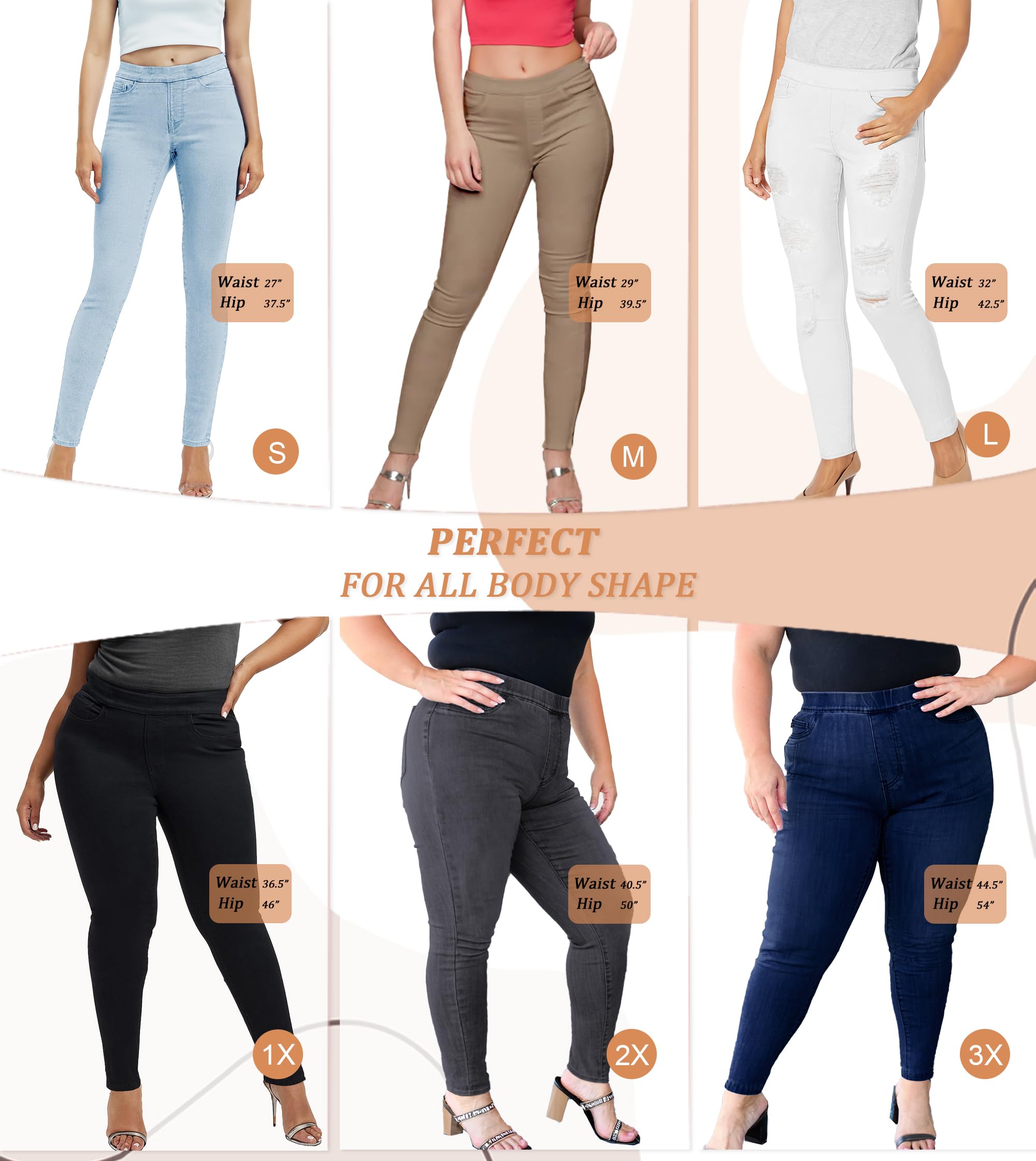 Hybrid & Company Women's Stretchy Slim Fit Skinny Leg Pull-On Jeans - Long & Short Inseam Options for Comfort | Perfect for Work, Casual Outings & Travel
