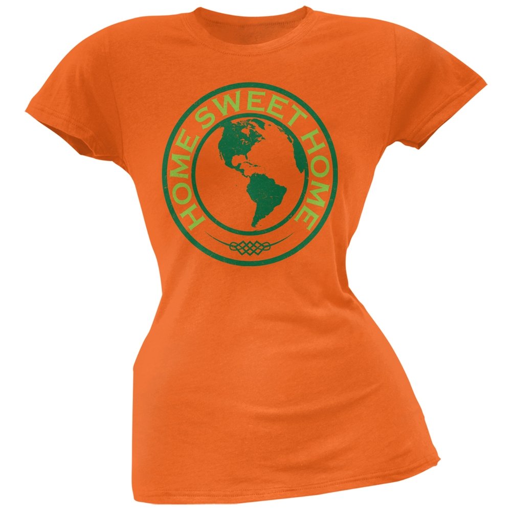 Earth Day Home Sweet Home Orange Juniors Soft T-Shirt - Medium Size | Eco-Friendly Casual Tee for Teens & Youth | Perfect for School, Earth Day Events & Everyday Wear