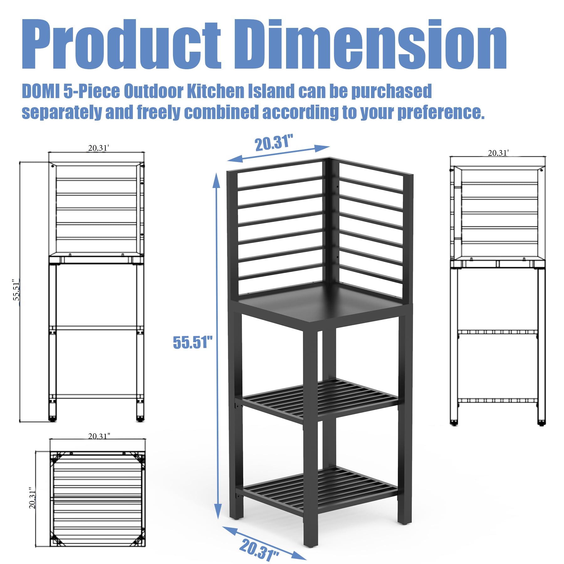 Premium Aluminum Outdoor Kitchen Island with Storage - Freestanding Prep Table with Double Rack & Protective Cover - Perfect for Patio, Backyard BBQ & Outdoor Entertaining