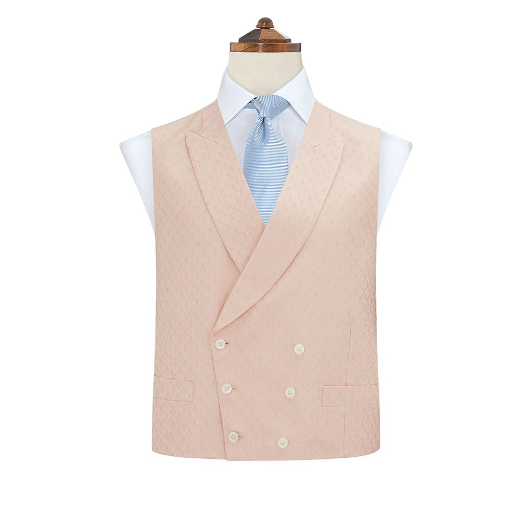 Hayward Pale Pink Silk Waistcoat for Women - Elegant Wave Design Formal Vest - Perfect for Weddings, Parties & Office Wear