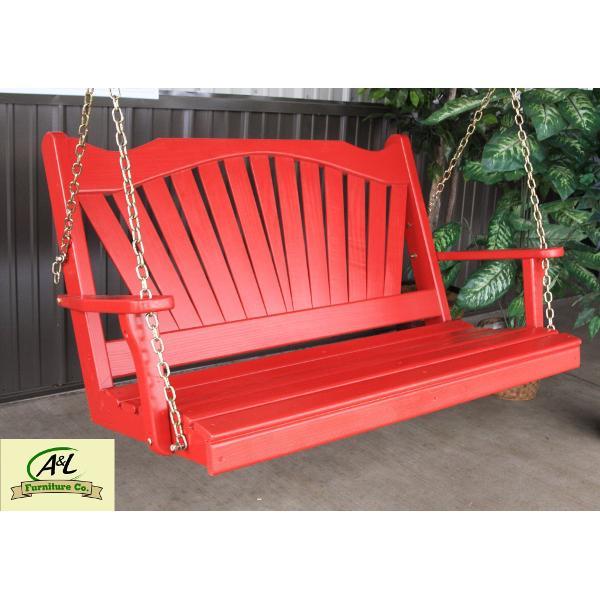 Yellow Pine Fan Back Style Porch Swing - Outdoor Patio Hanging Chair for Garden, Backyard, Deck & Porch Relaxation