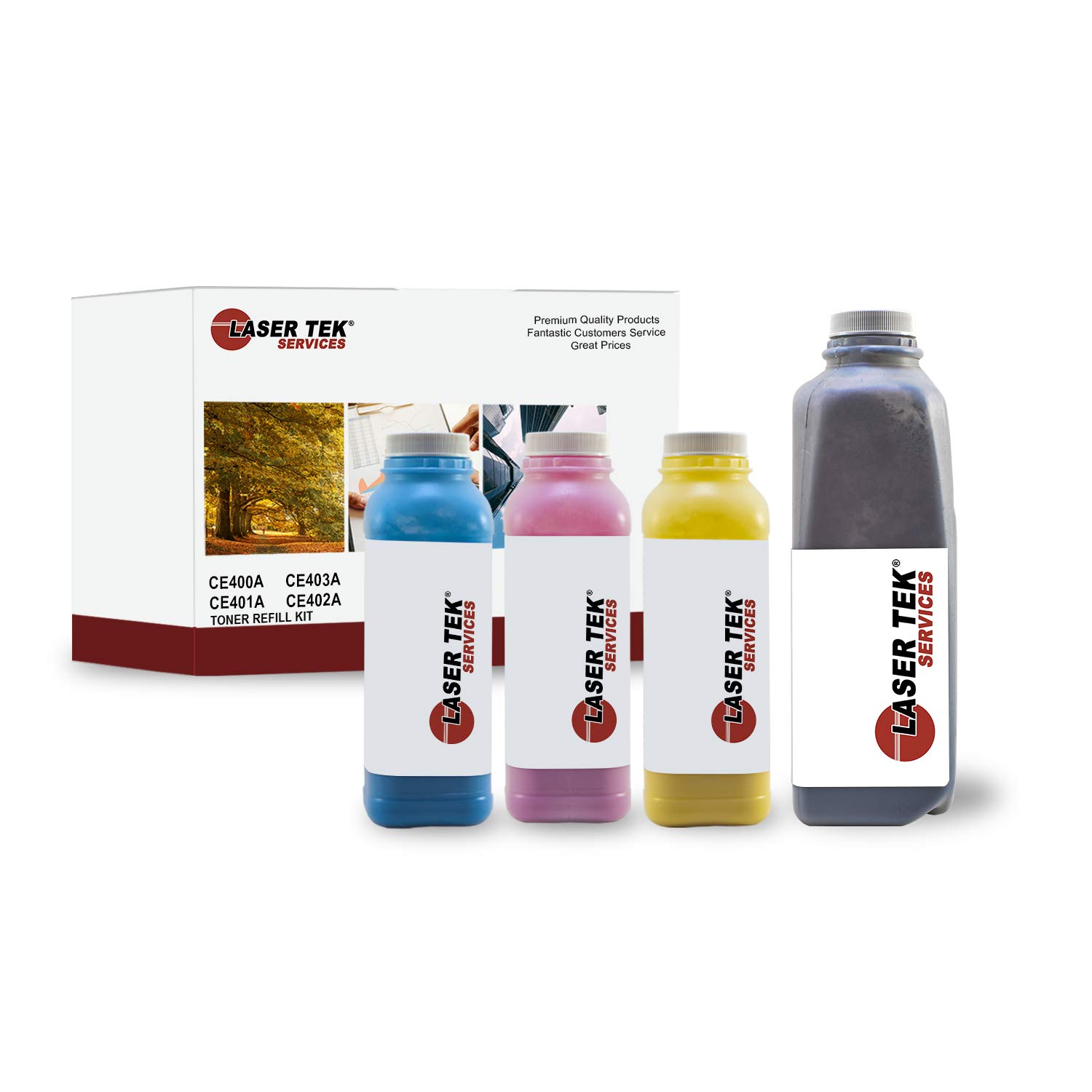 HP 507A Compatible Toner Refill Kit (4 Pack) - Black, Cyan, Magenta, Yellow - Works with HP LaserJet Enterprise 500, M575f, M570dw Printers - High-Quality Replacement for Office & Home Printing Needs