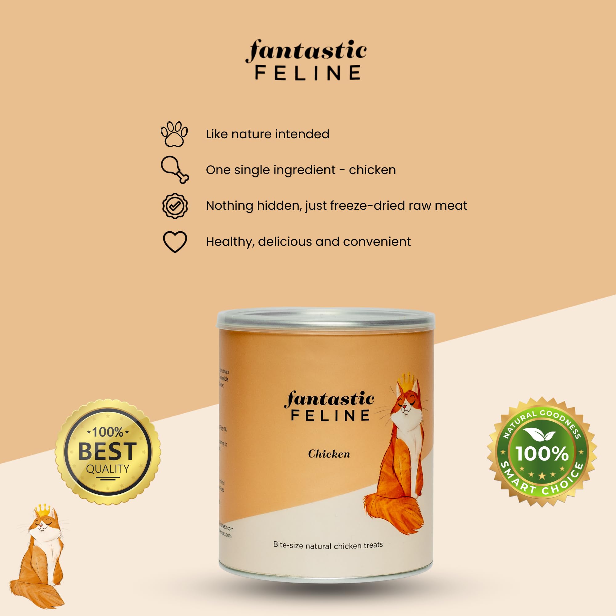 Premium Freeze-Dried Chicken Cat Treats - All-Natural, Grain-Free Snacks for Indoor & Outdoor Cats - Crunchy Bite-Sized Healthy Rewards (5.6oz) - Perfect for Training, Bonding & Dental Health