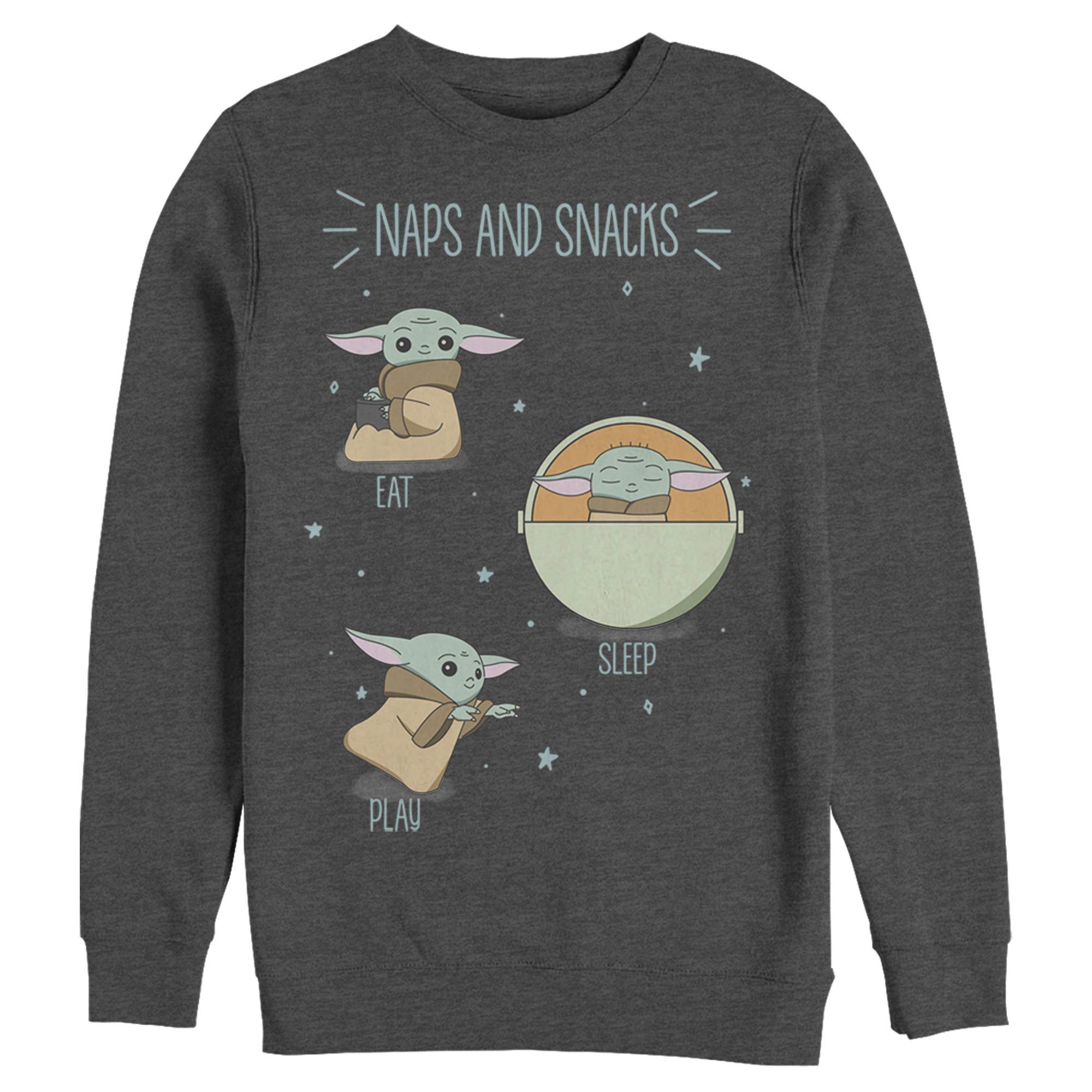 **Men's Star Wars The Mandalorian The Child Naps and Snacks Sweatshirt | Grogu Graphic Hoodie | Casual Wear & Fan Gifts for Star Wars Lovers**    **使用场景:** Perfect for casual outings, fan gatherings, movie nights, or as a unique gift for Star Wars enthusiasts.