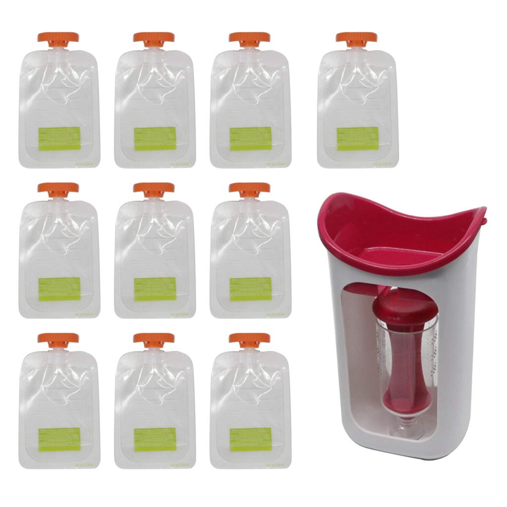 HELYZQ Baby Food Squeeze Pouch Maker - Reusable DIY Puree Dispenser Bags for Homemade Baby Food Storage & Juice Packing - Perfect for On-the-Go Feeding, Travel & Toddler Snacks