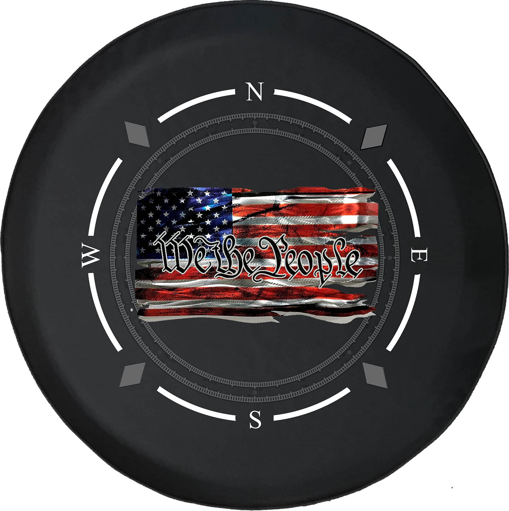 American Flag Spare Tire Cover with Compass Design - Fits SUV, Trailer, RV & Most Vehicles | Durable Wheel Accessory for Outdoor Adventures & Road Trips
