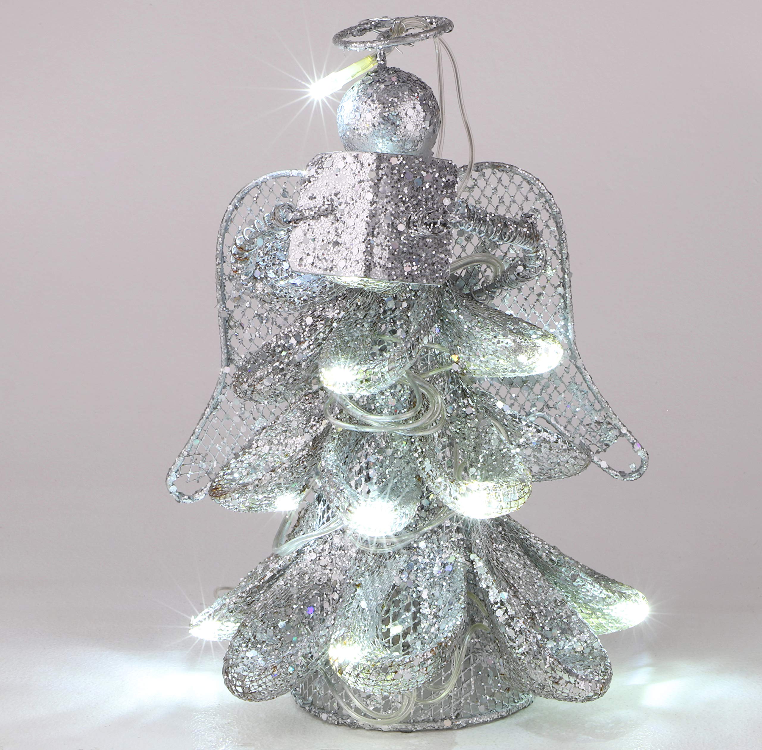 Christmas Concepts® 8 Inch Metal Mesh Christmas Tree Angel Topper with White LED Lights - Elegant Holiday Decor for Tree, Mantel & Tabletop