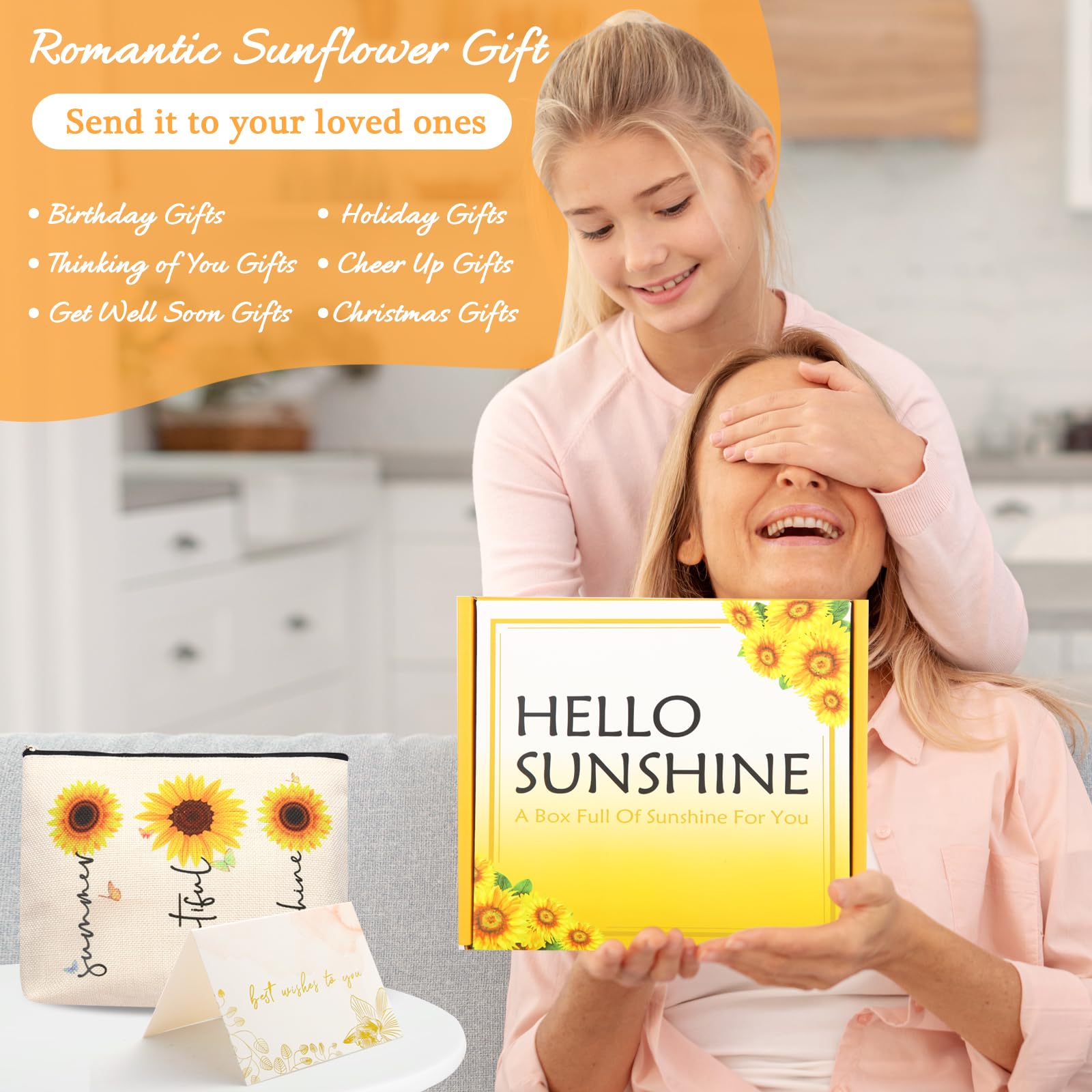 11-Piece Sunflower Care Package for Women - Get Well Soon Self-Care Gift Basket with Inspirational Relaxation Bath Set | Unique Birthday Gift Box for Her | Perfect for Recovery, Spa Days & Special Occasions