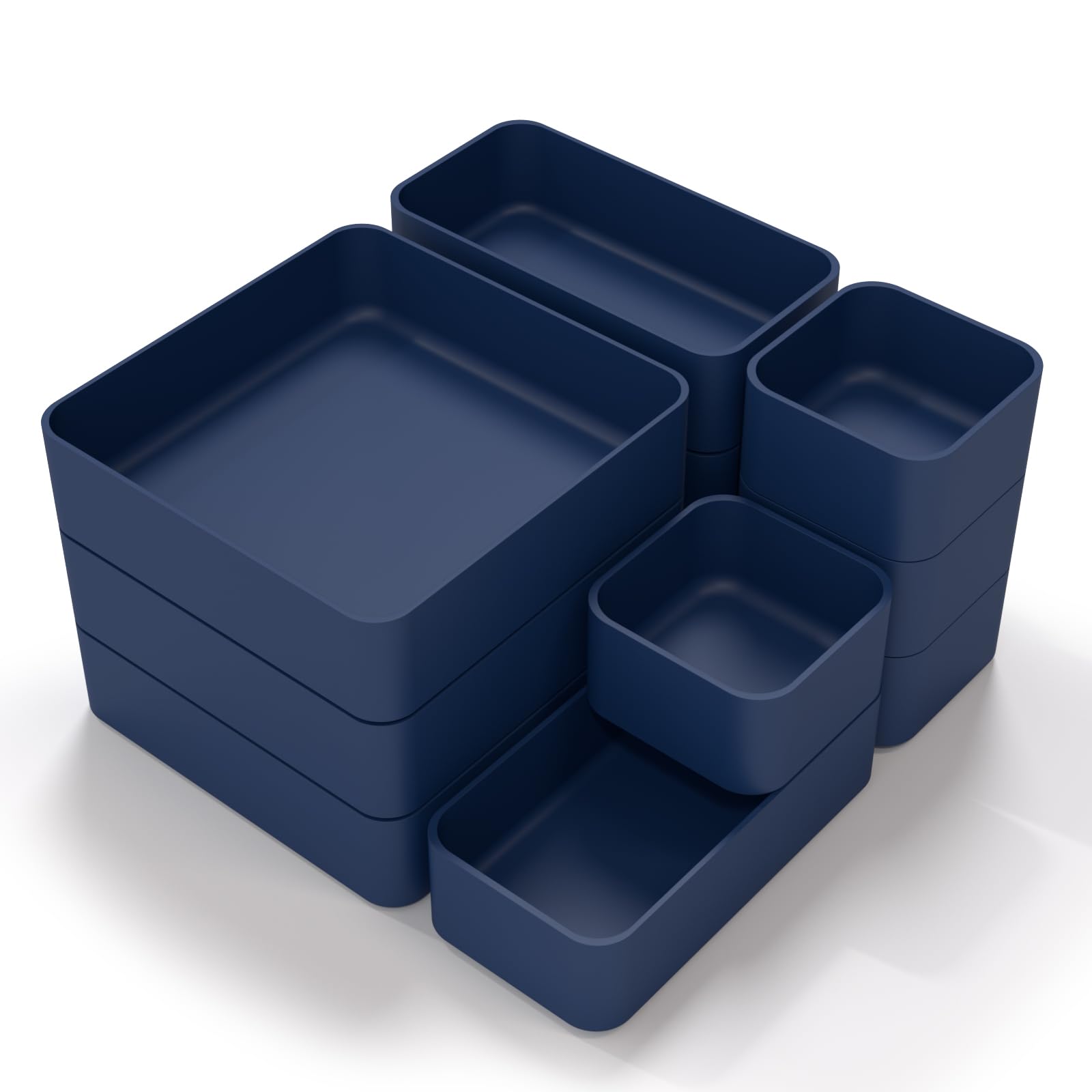 CHANCETSUI 11-Piece Stackable Drawer Organizer Set - Multi-Size Desk & Vanity Storage Bins for Makeup, Stationery, Utensils - Perfect for Bathroom, Dresser, Office & Kitchen Organization (Space-Saving Solution)