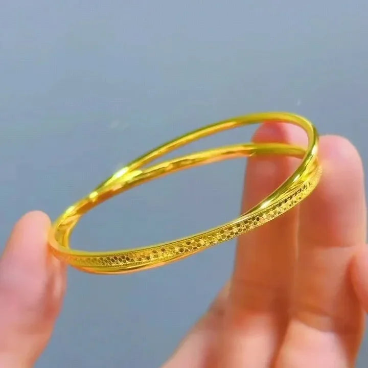 Double Ring Bracelet for Women - Minimalist Stackable Jewelry for Everyday Wear & Layering - Perfect for Casual, Office & Date Night Outfits
