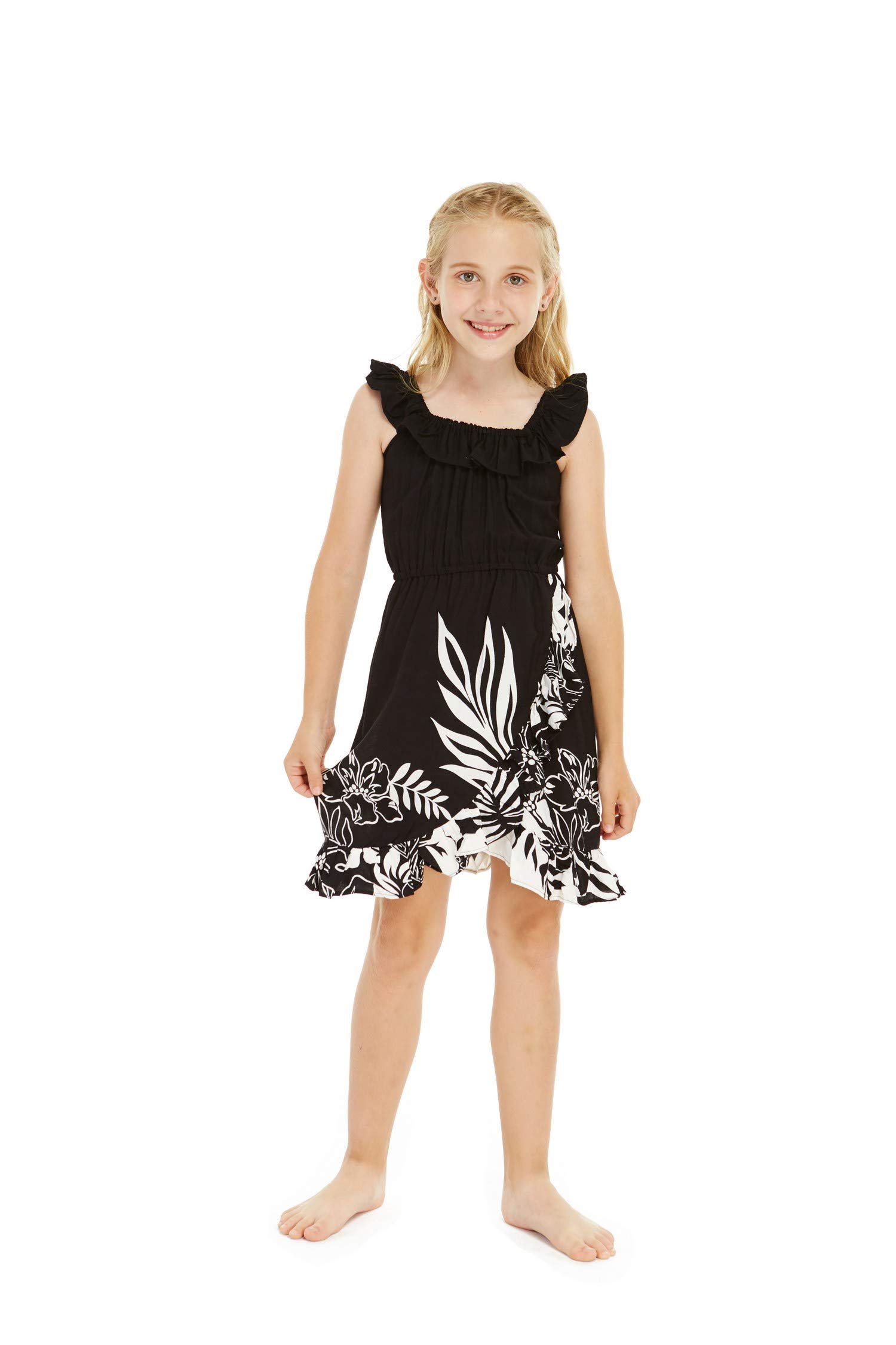 Girl's Ruffle Wrap Hawaiian Luau Dress - Beach Party & Summer Outfit
